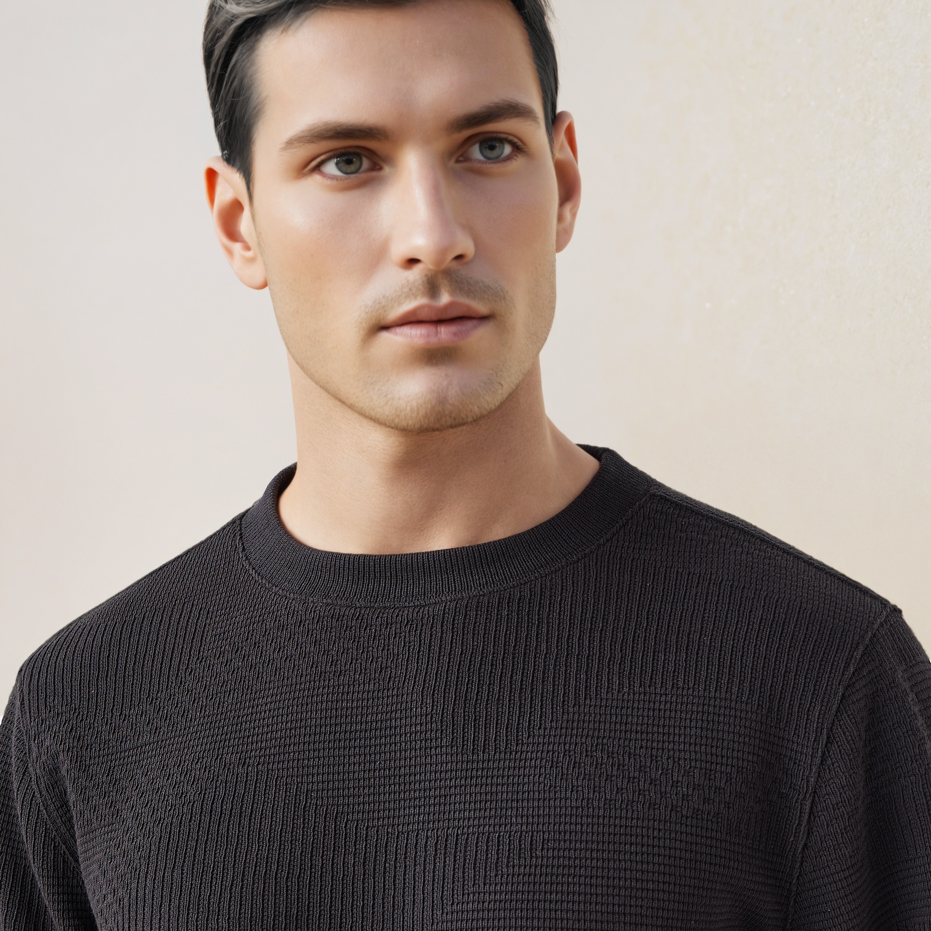 Textured Jacquard Sweatshirt with Crew Neck-men-winterwear-hoodiesandsweatshirts-image-4