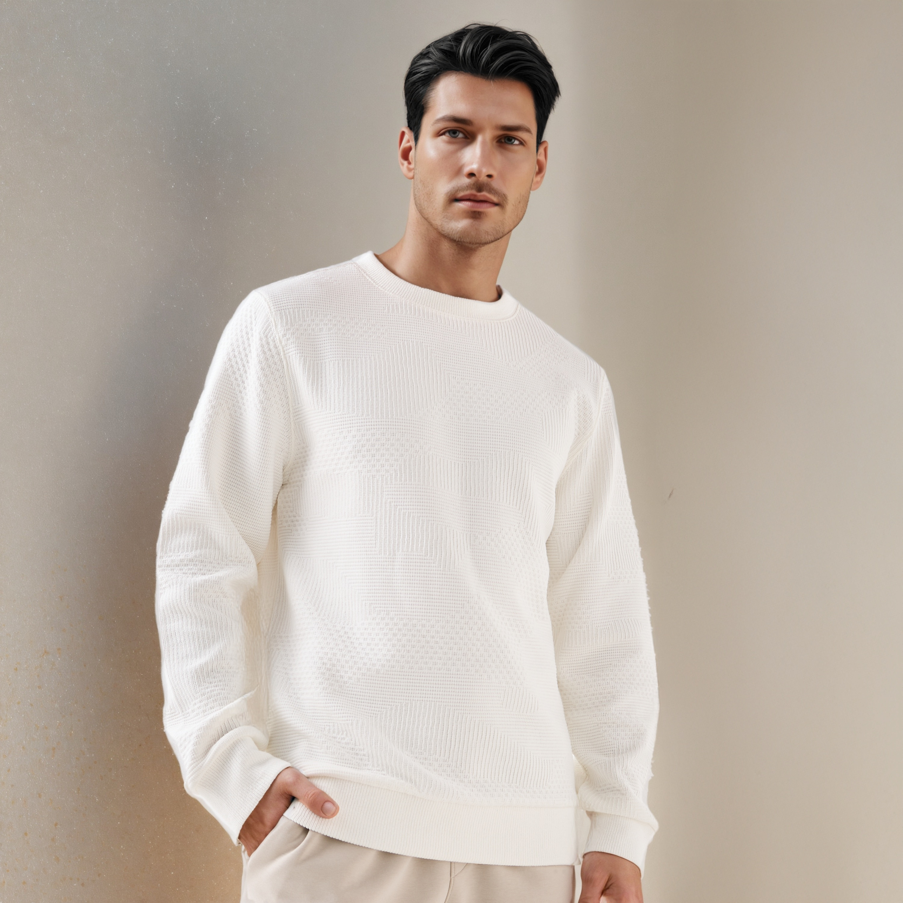 سويت شيرت جاكار بارز الملمس بياقة ضيّقة -men-winterwear-hoodiesandsweatshirts-image-6