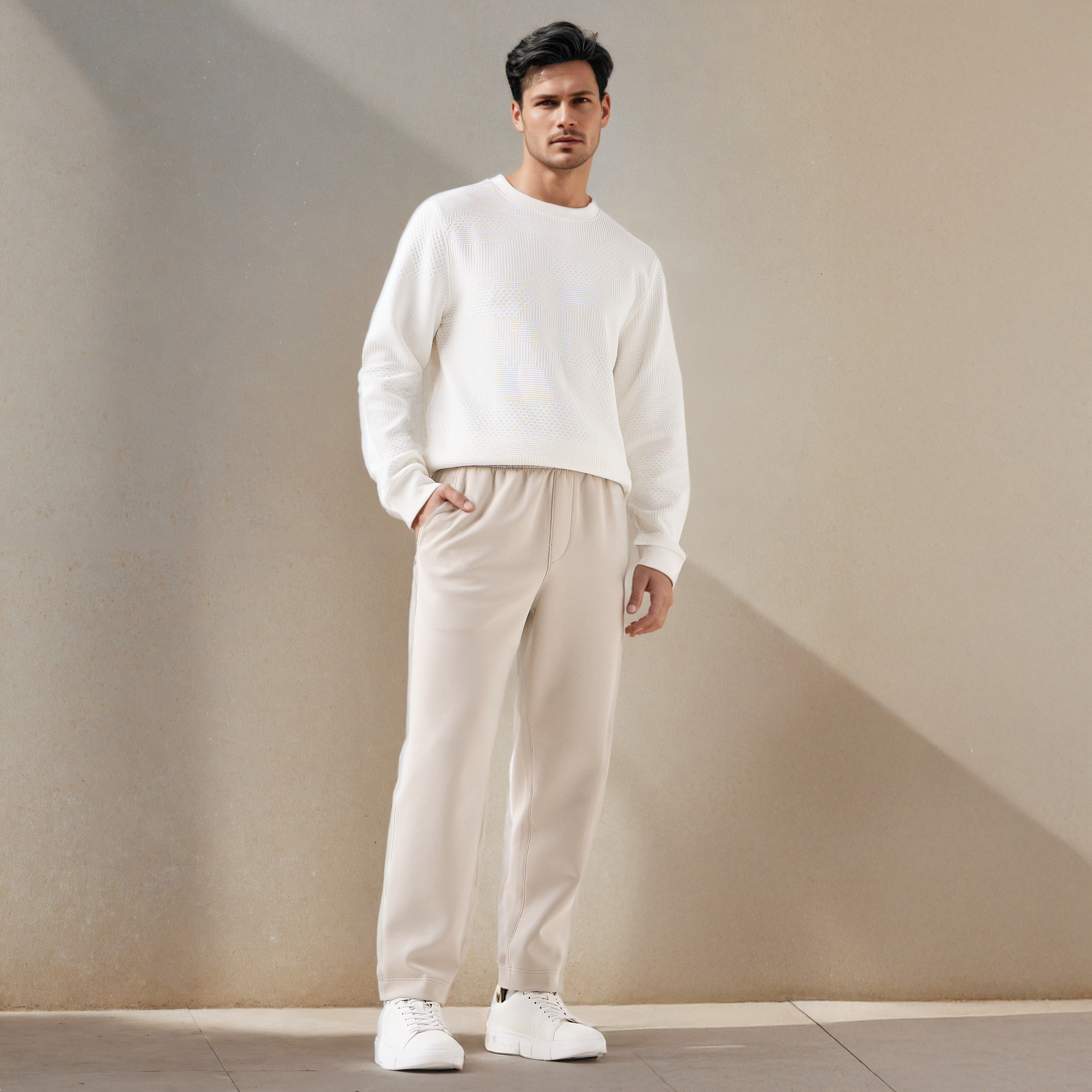 Textured Jacquard Sweatshirt with Crew Neck-men-winterwear-hoodiesandsweatshirts-image-2