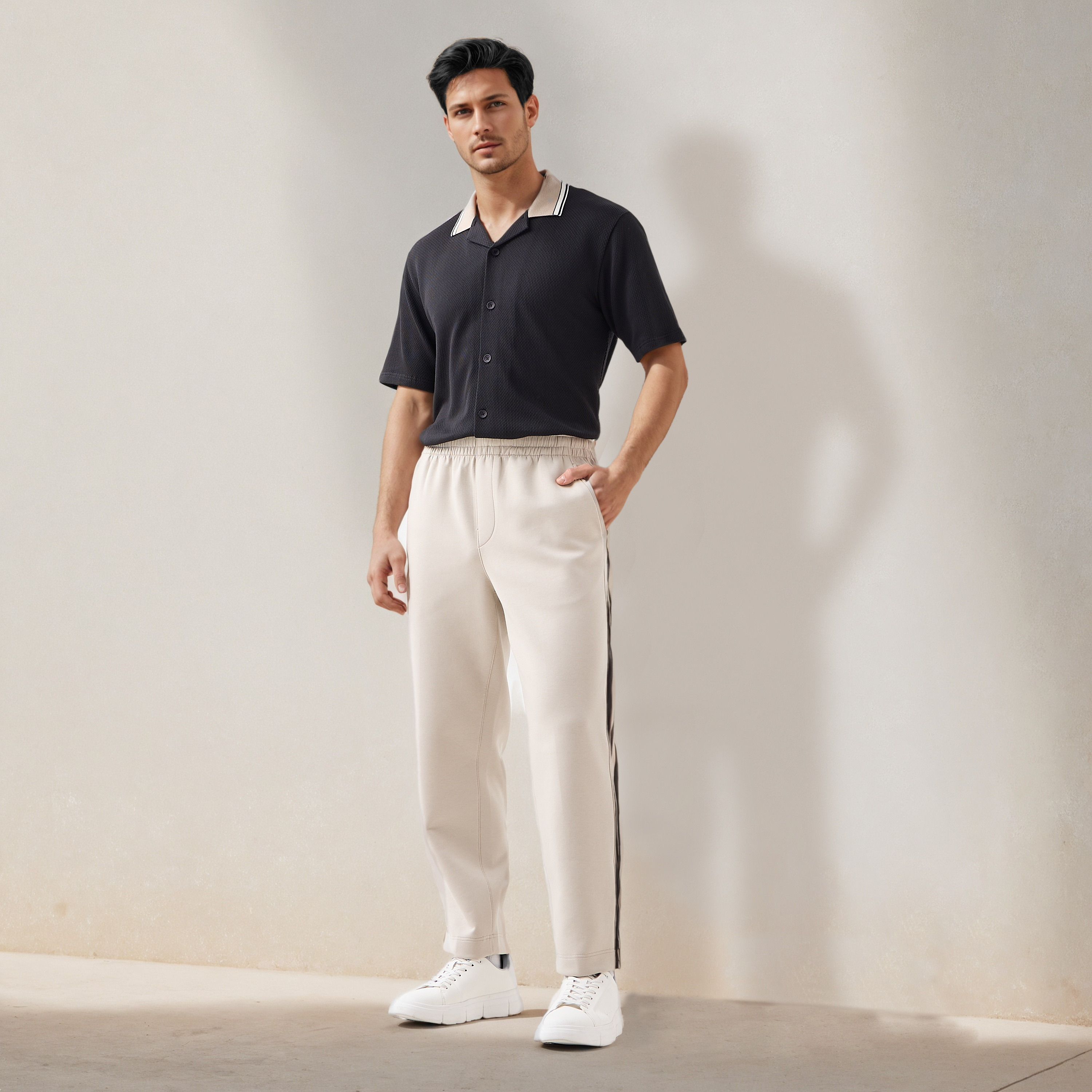 قميص جاكار بارز الملمس بقصة عادية-men-clothing-shirts-image-2