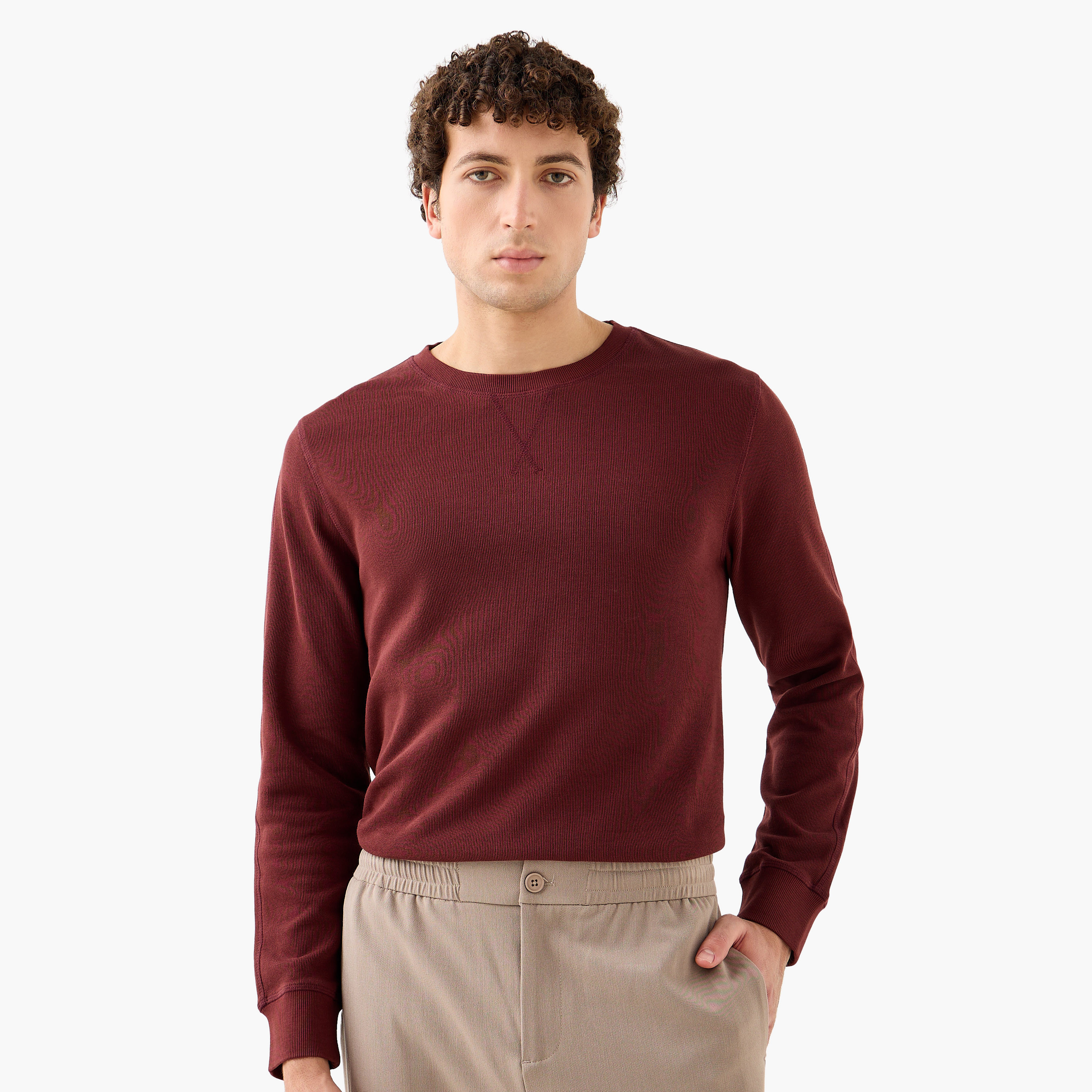 سويت شيرت مضلّع من فاين-men-winterwear-hoodiesandsweatshirts-image-29