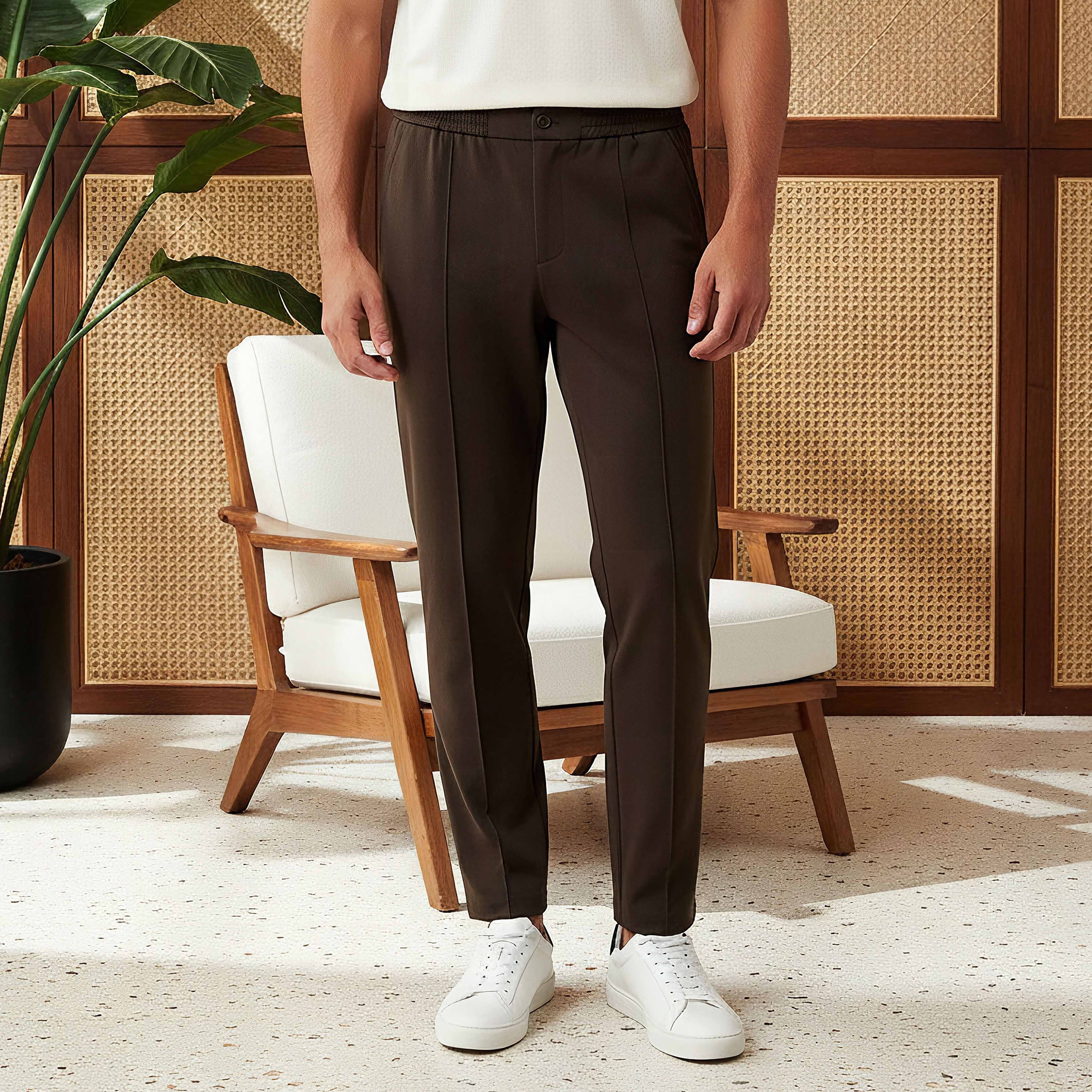 Men's Slim Fit Viscose Blend Flexi Waist Trousers-men-clothing-bottoms-trousersandchinos-trousers-image-1