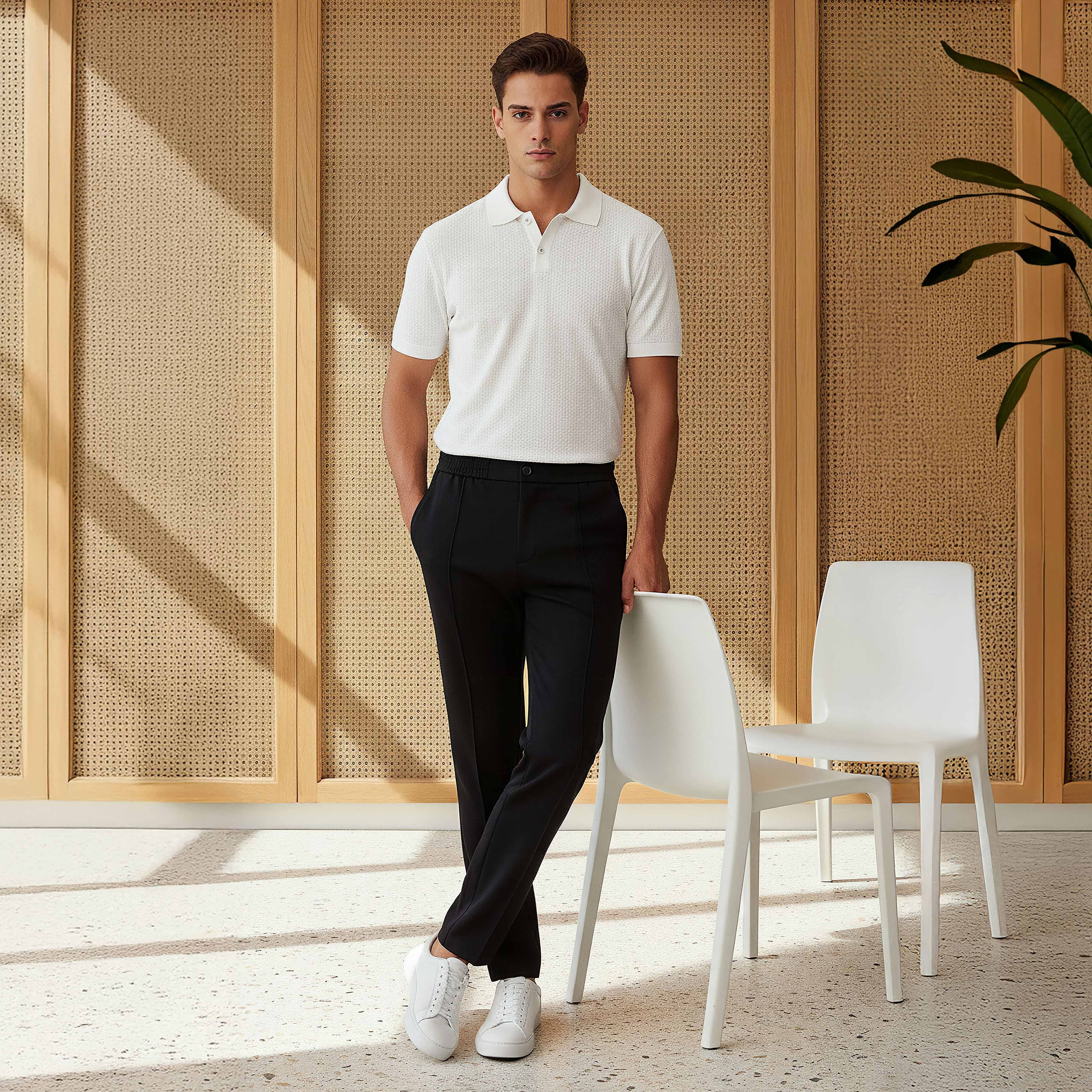 Men's Slim Fit Viscose Blend Flexi Waist Trousers-men-clothing-bottoms-trousersandchinos-trousers-image-2