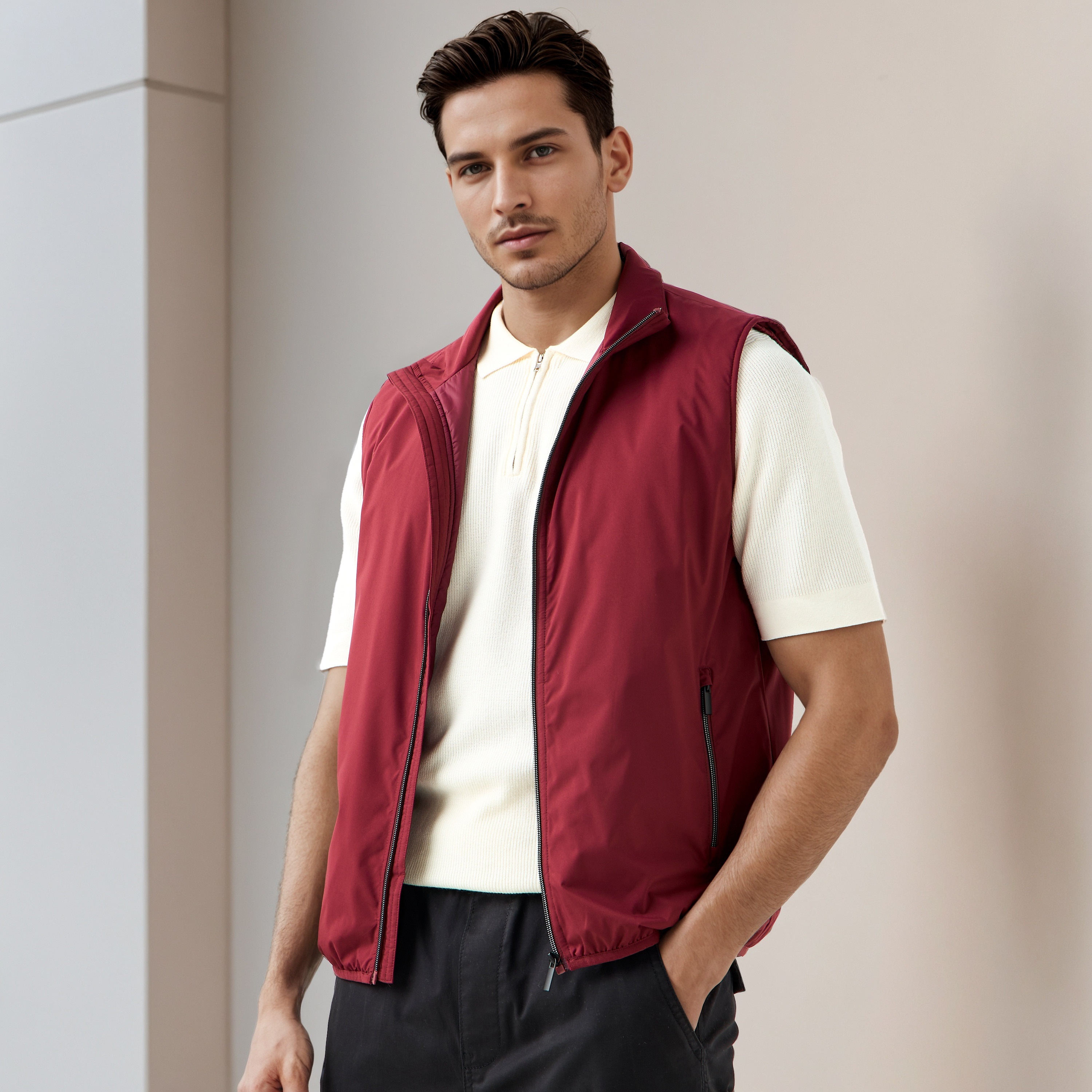 Men Regular Fit High Neck Gilet-men-clothing-jacketsandblazers-jackets-image-1