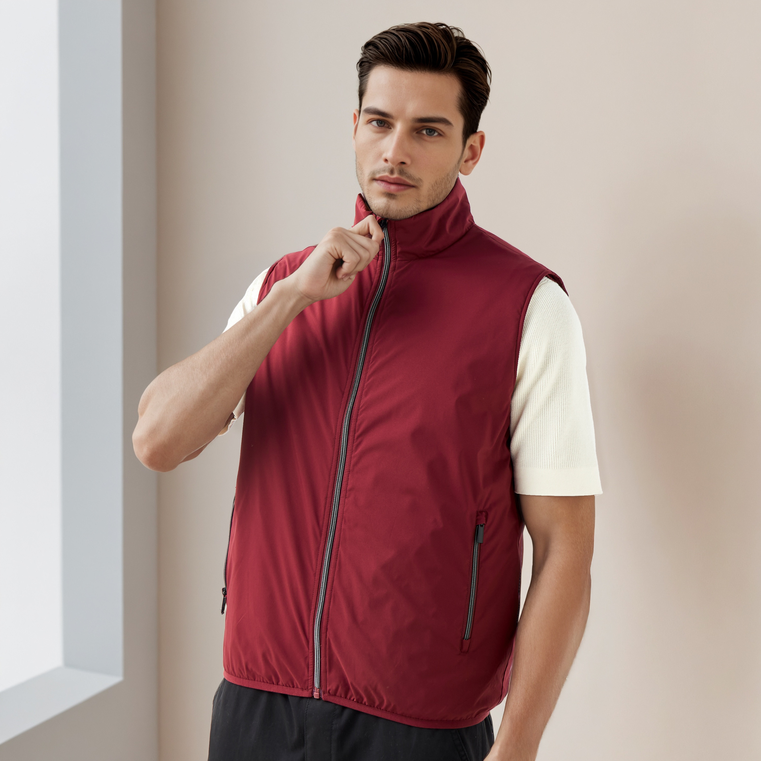 Men Regular Fit High Neck Gilet-men-clothing-jacketsandblazers-jackets-image-4