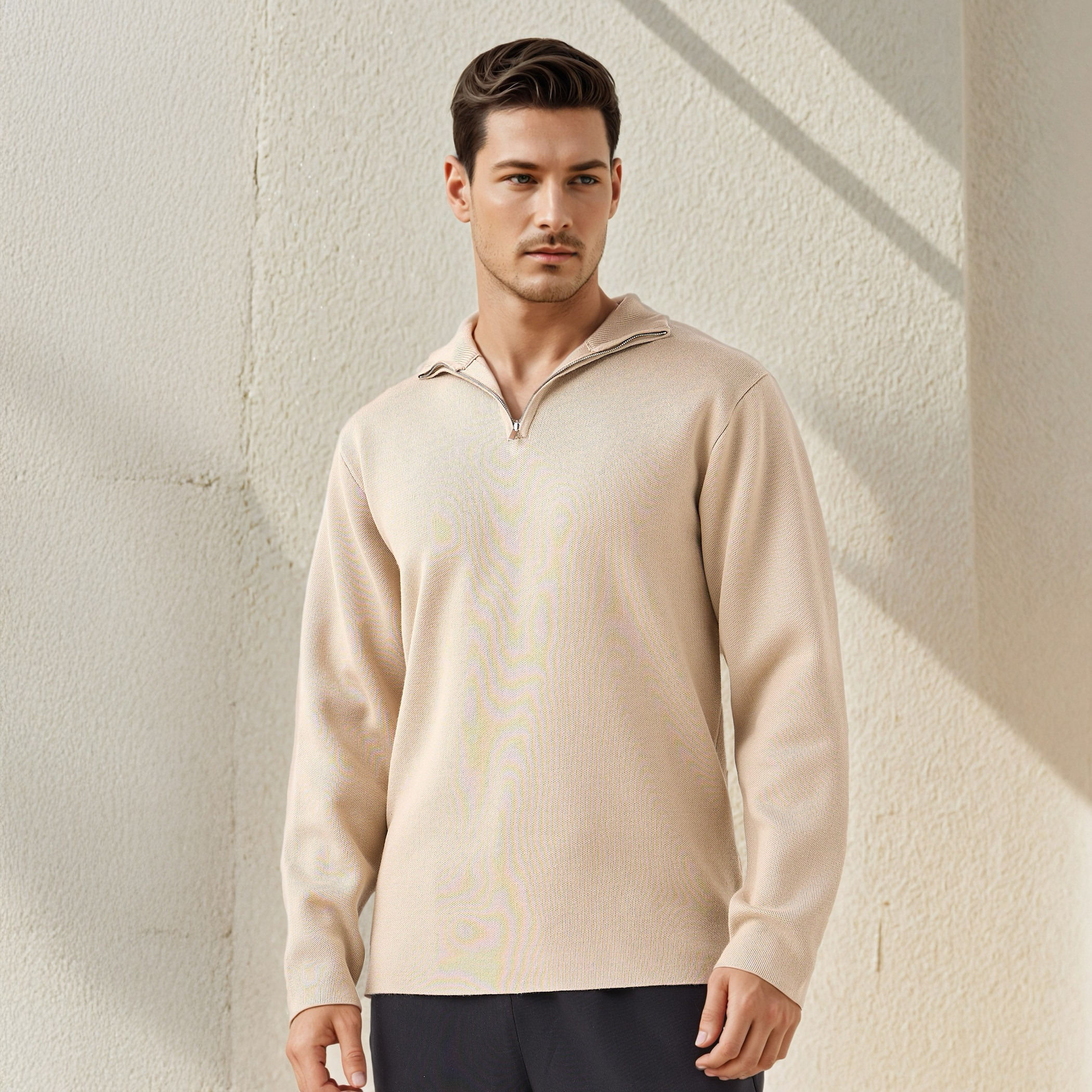 Textured Sweater with Mock Neck-men-clothing-sweatersandpullovers-image-6