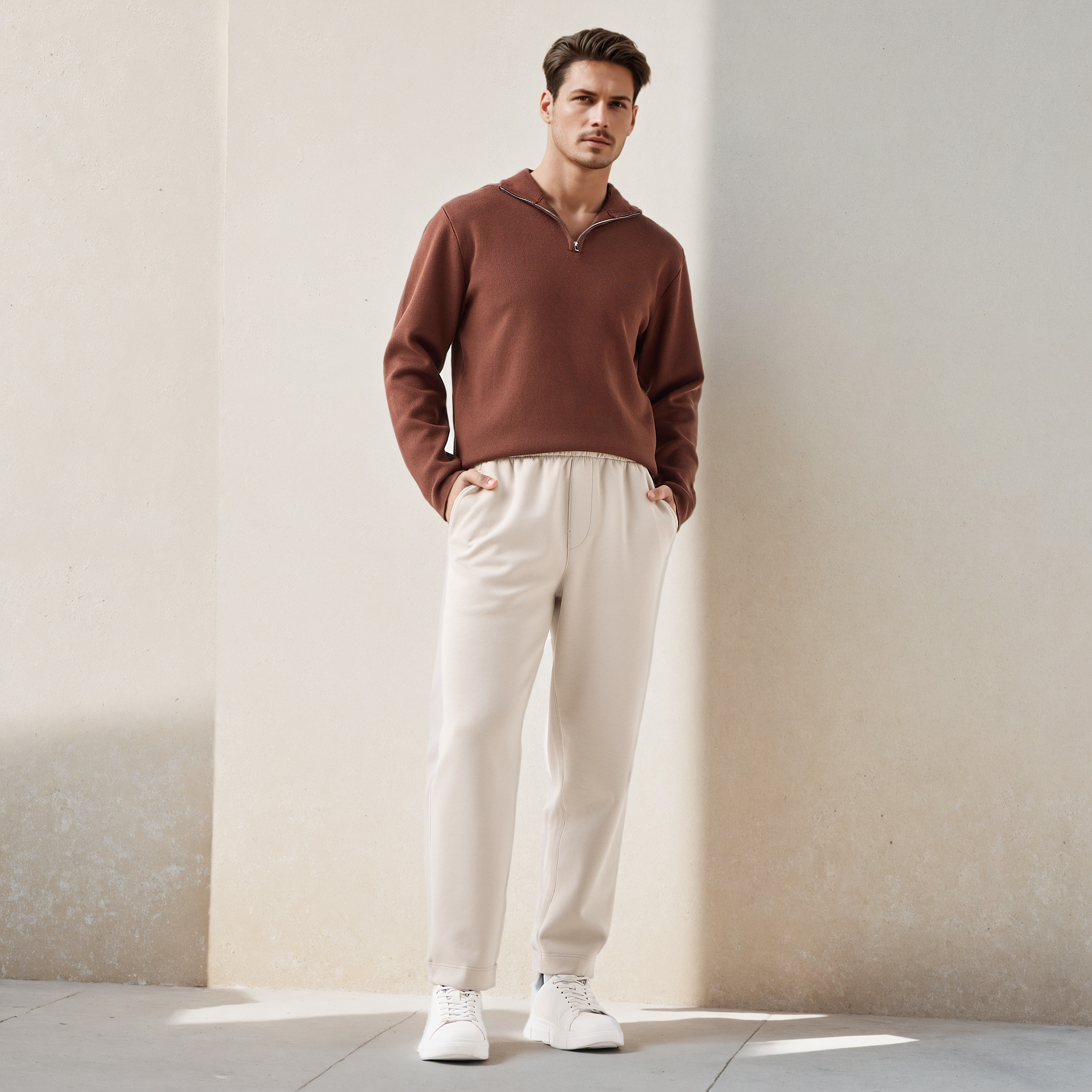 Textured Sweater with Mock Neck-men-clothing-sweatersandpullovers-image-2