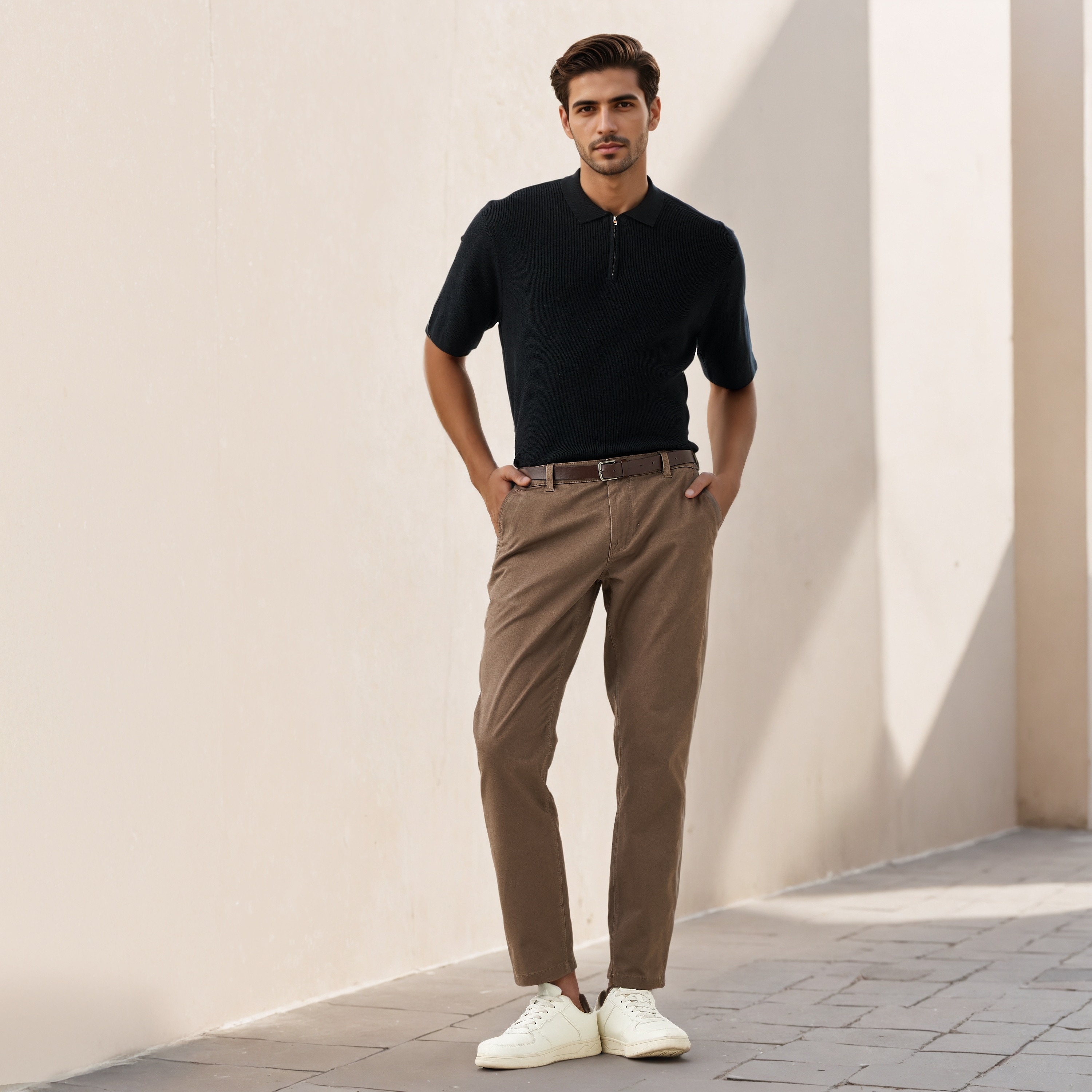 بنطلون تشينو بقصّة سليم وجيوب وحزام-men-clothing-bottoms-trousersandchinos-chinos-image-3