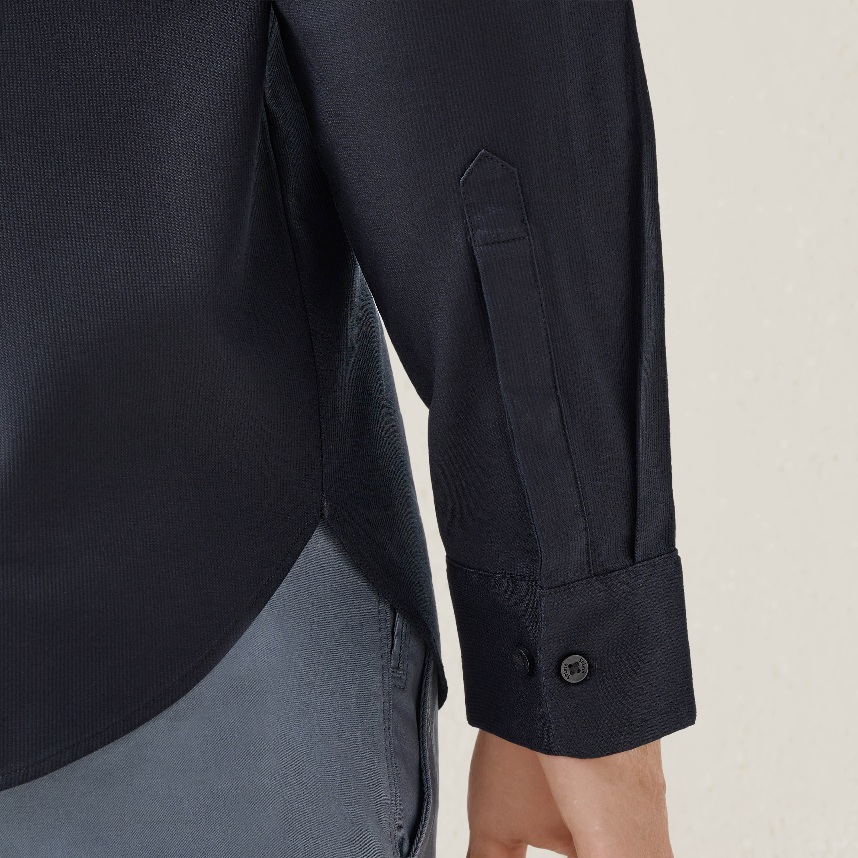 Regular Fit Textured Shirt with Mandarin Collar-men-clothing-shirts-image-4