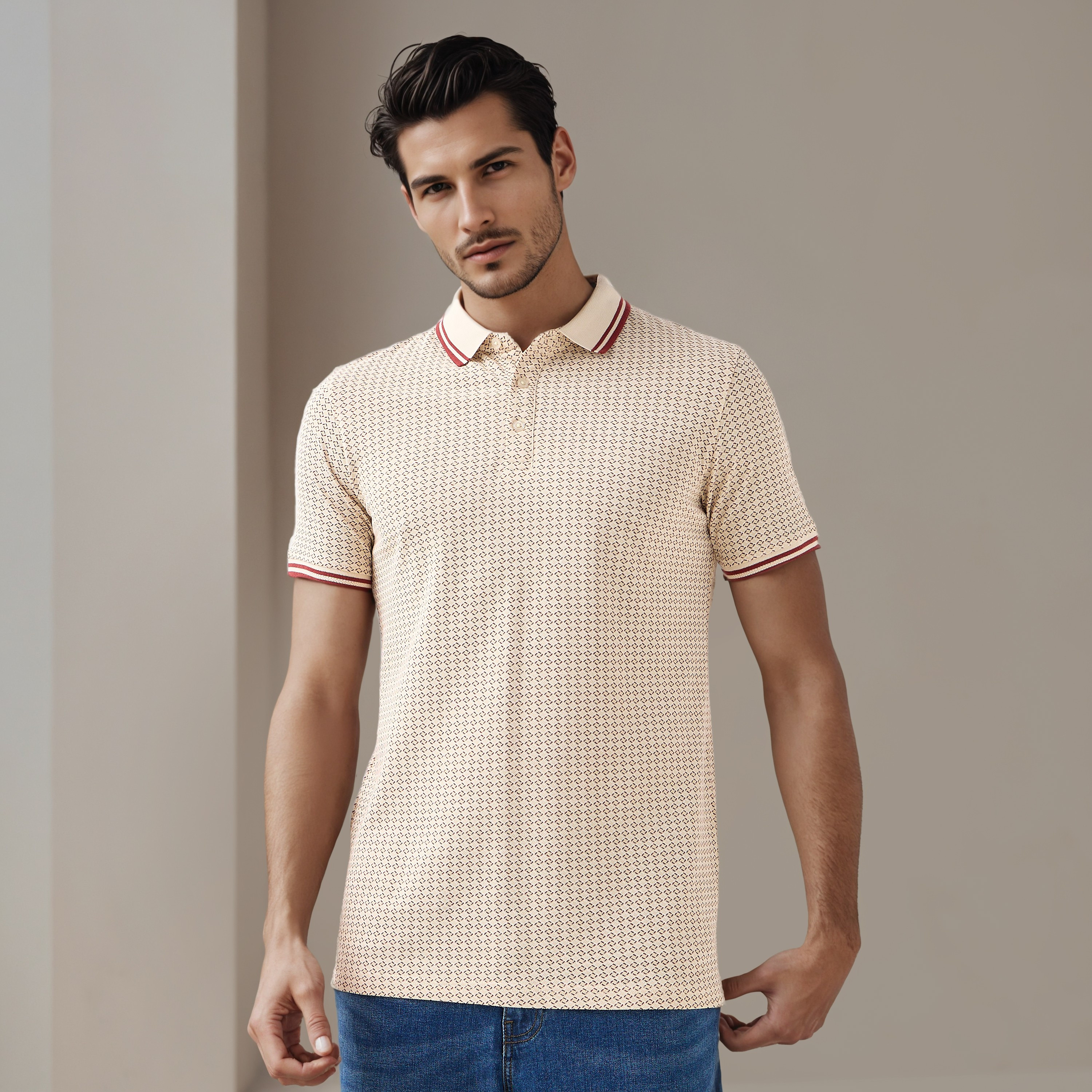 تيشيرت بولو رجالي بطبعات وأكمام قصيرة-men-clothing-tshirtsandpolos-polos-image-6