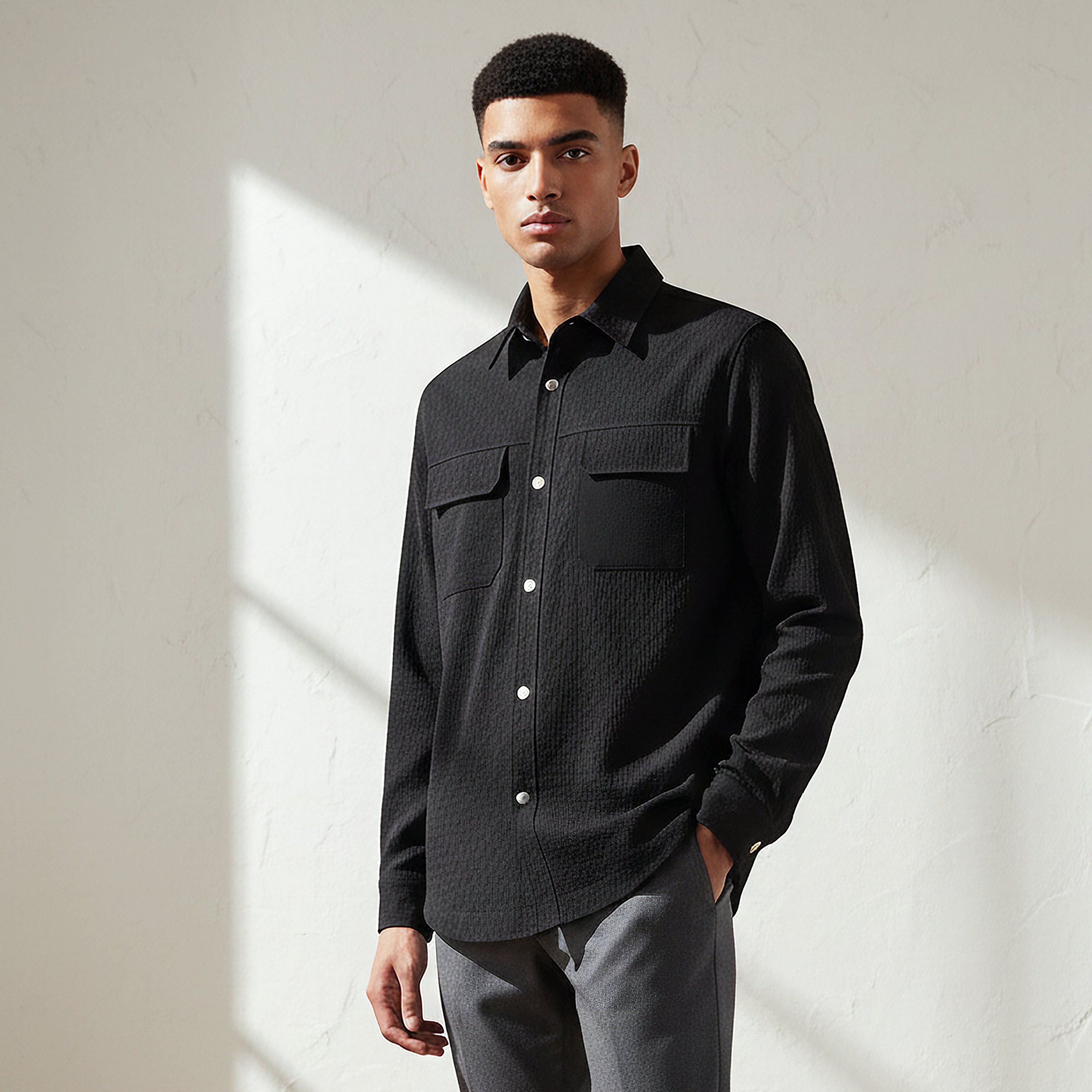 Emperor Men Regular Fit Textured Shacket-men-clothing-jacketsandblazers-jackets-image-1