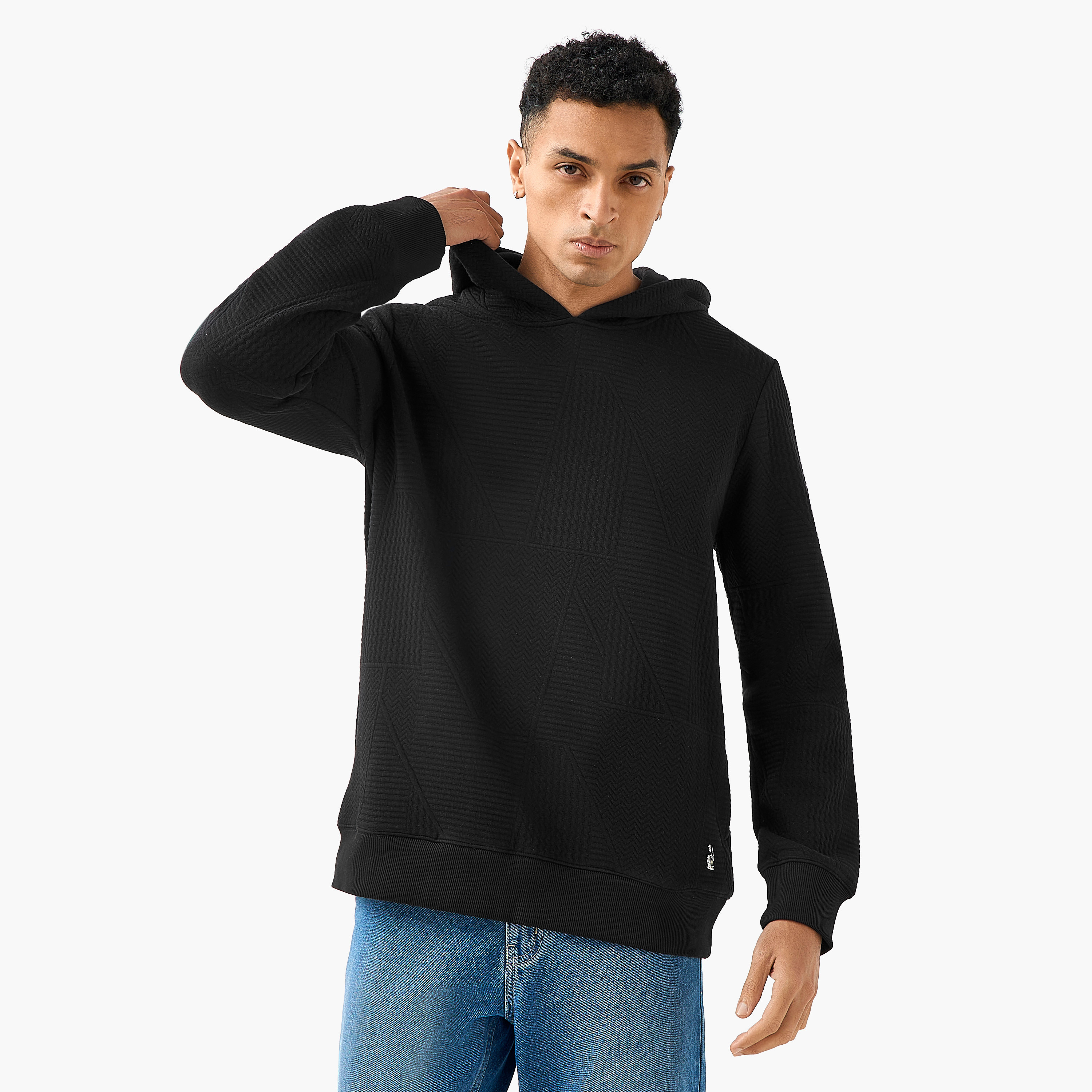 Emperor Men Relaxed Fit Textured Jacquard Hoodie-men-winterwear-hoodiesandsweatshirts-image-1