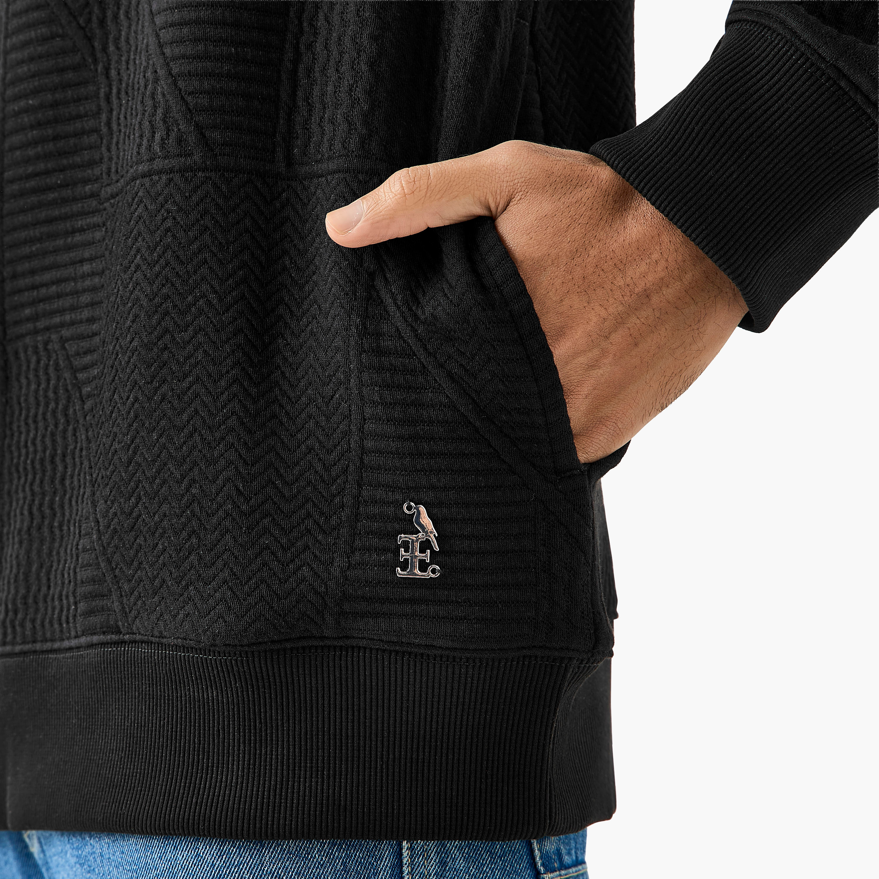 Emperor Men Relaxed Fit Textured Jacquard Hoodie-men-winterwear-hoodiesandsweatshirts-image-5