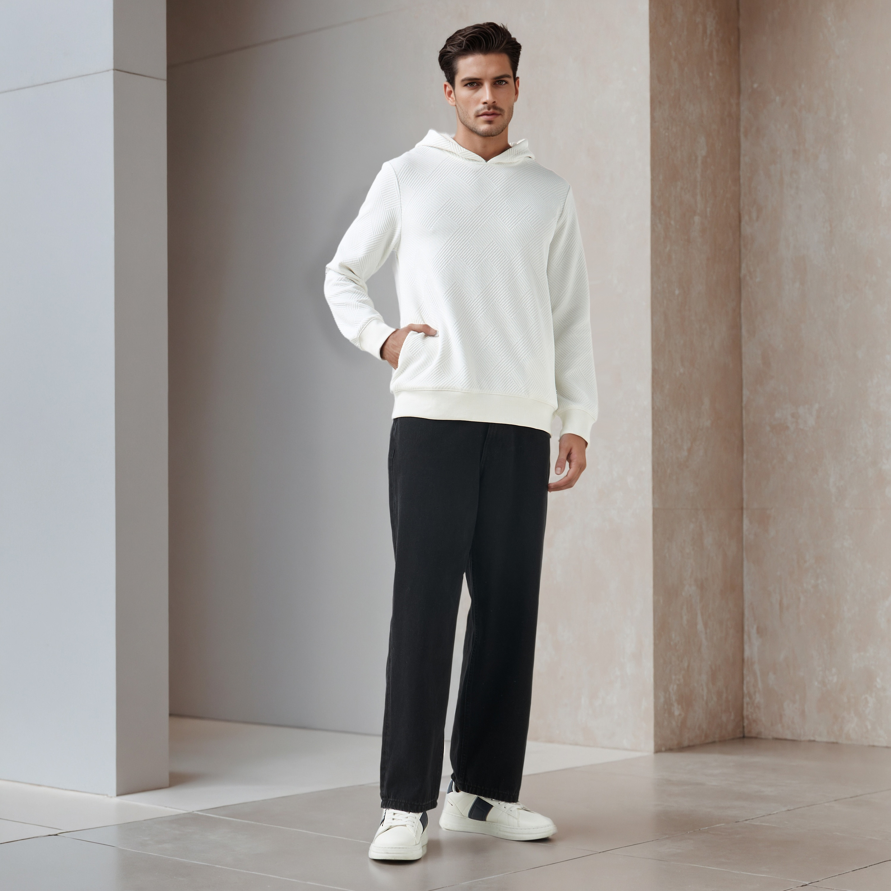 Emperor Men Relaxed Fit Textured Jacquard Hoodie-men-winterwear-hoodiesandsweatshirts-image-2