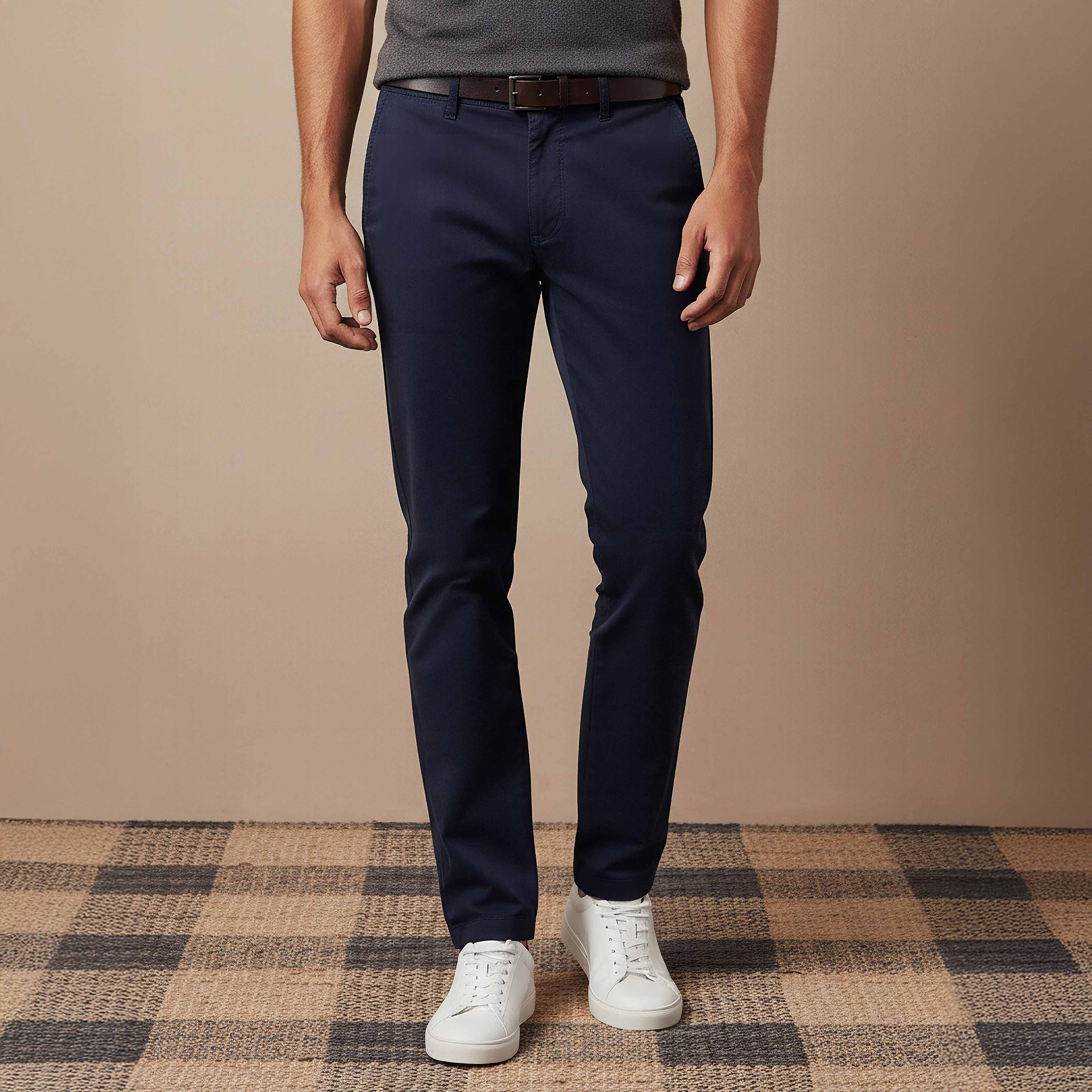 بنطلون تشينو مزيج قطني بقصة عادية وطول كامل للرجال-men-clothing-bottoms-trousersandchinos-chinos-image-4
