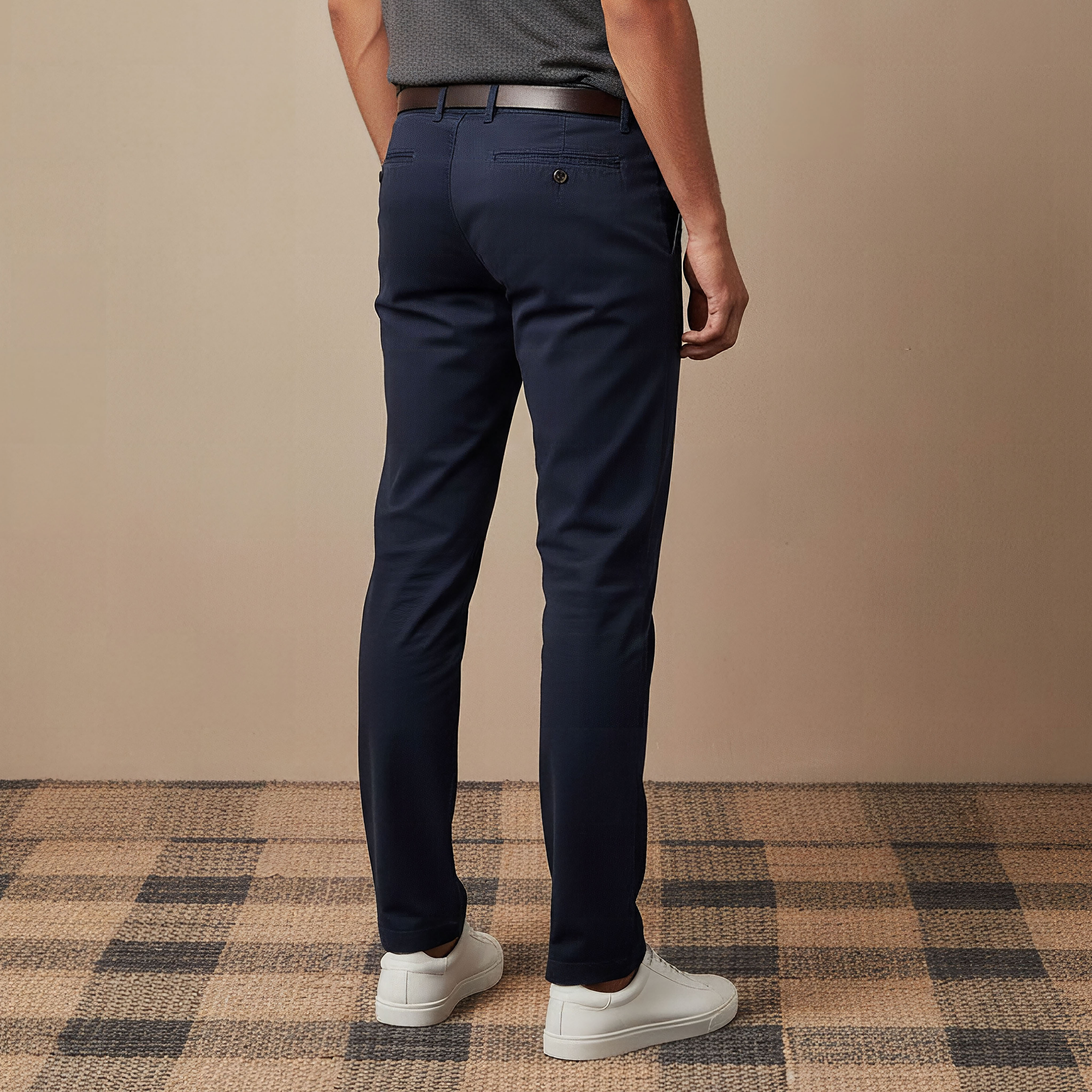 بنطلون تشينو مزيج قطني بقصة عادية وطول كامل للرجال-men-clothing-bottoms-trousersandchinos-chinos-image-2