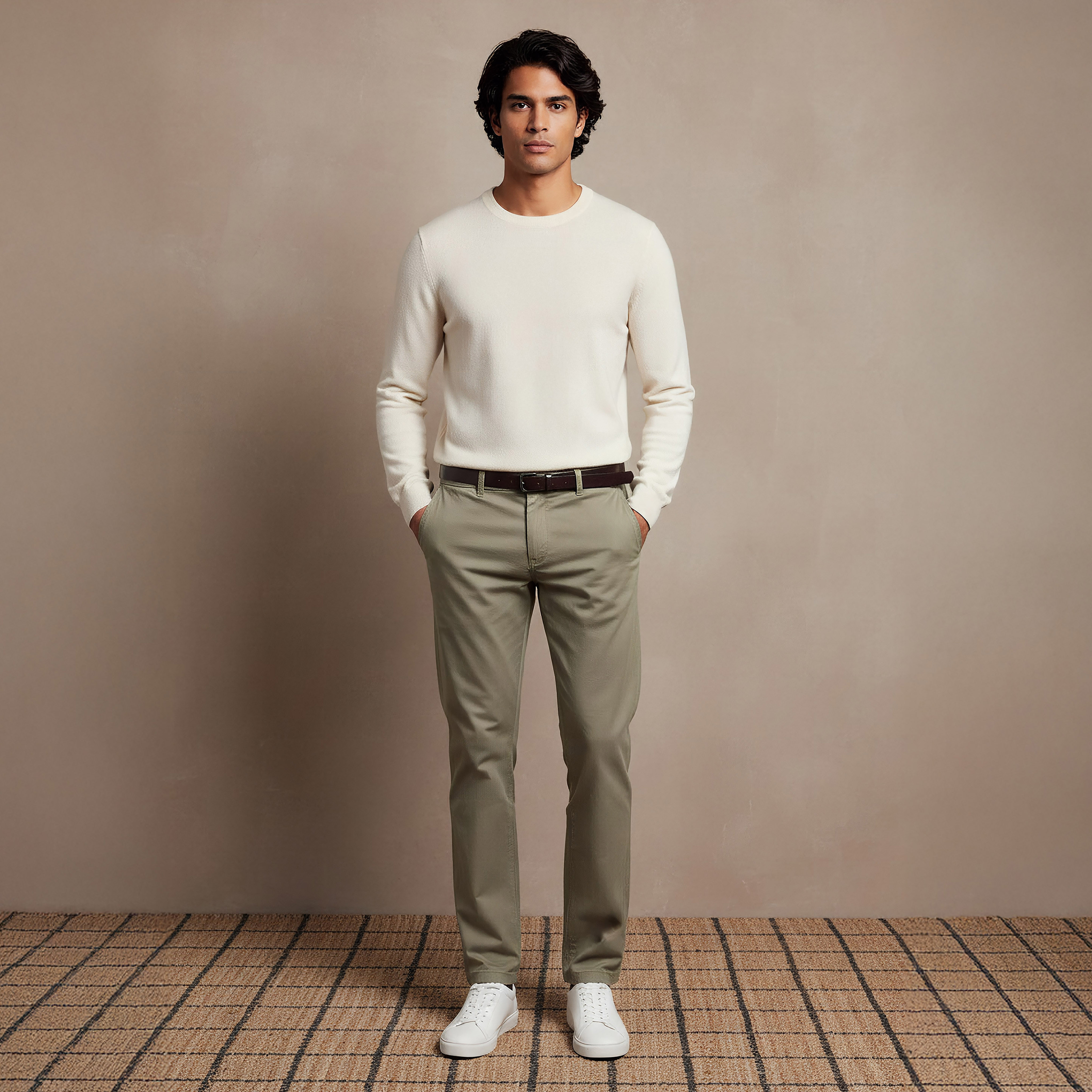 بنطلون تشينو مزيج قطني بقصة عادية وطول كامل للرجال-men-clothing-bottoms-trousersandchinos-chinos-image-3