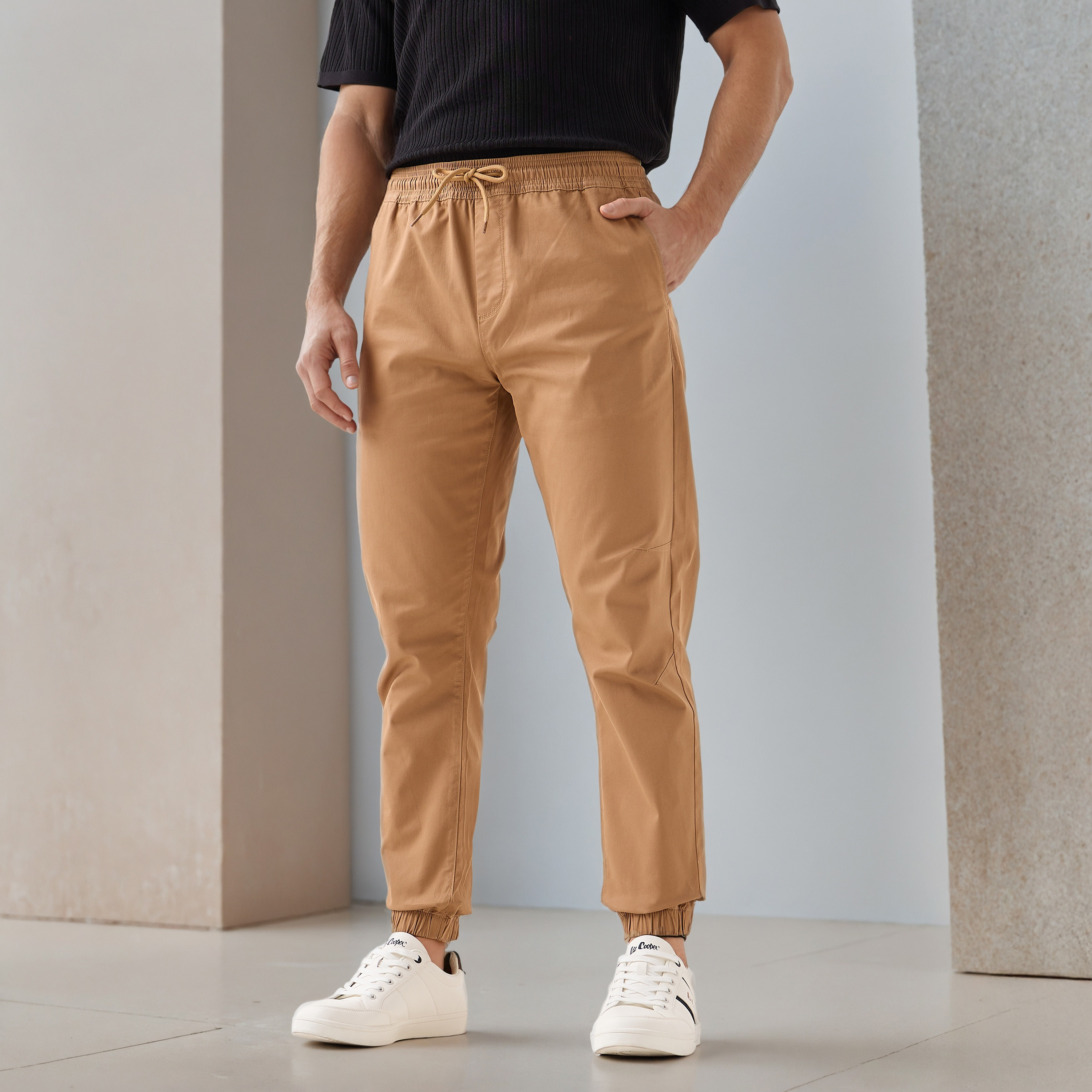 Drawstring Waist Flexi Waist Joggers-men-clothing-bottoms-joggers-image-1
