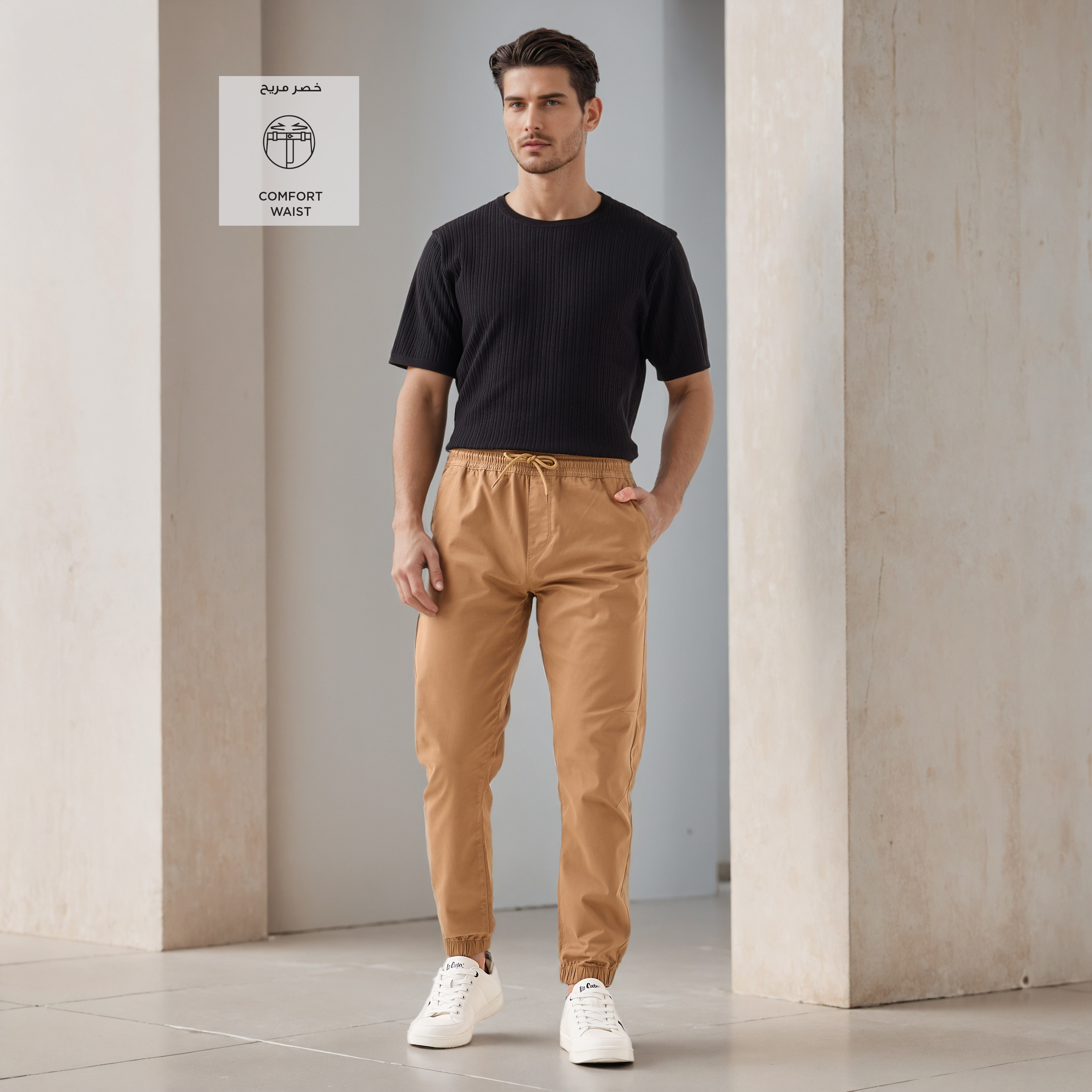Drawstring Waist Flexi Waist Joggers-men-clothing-bottoms-joggers-image-2