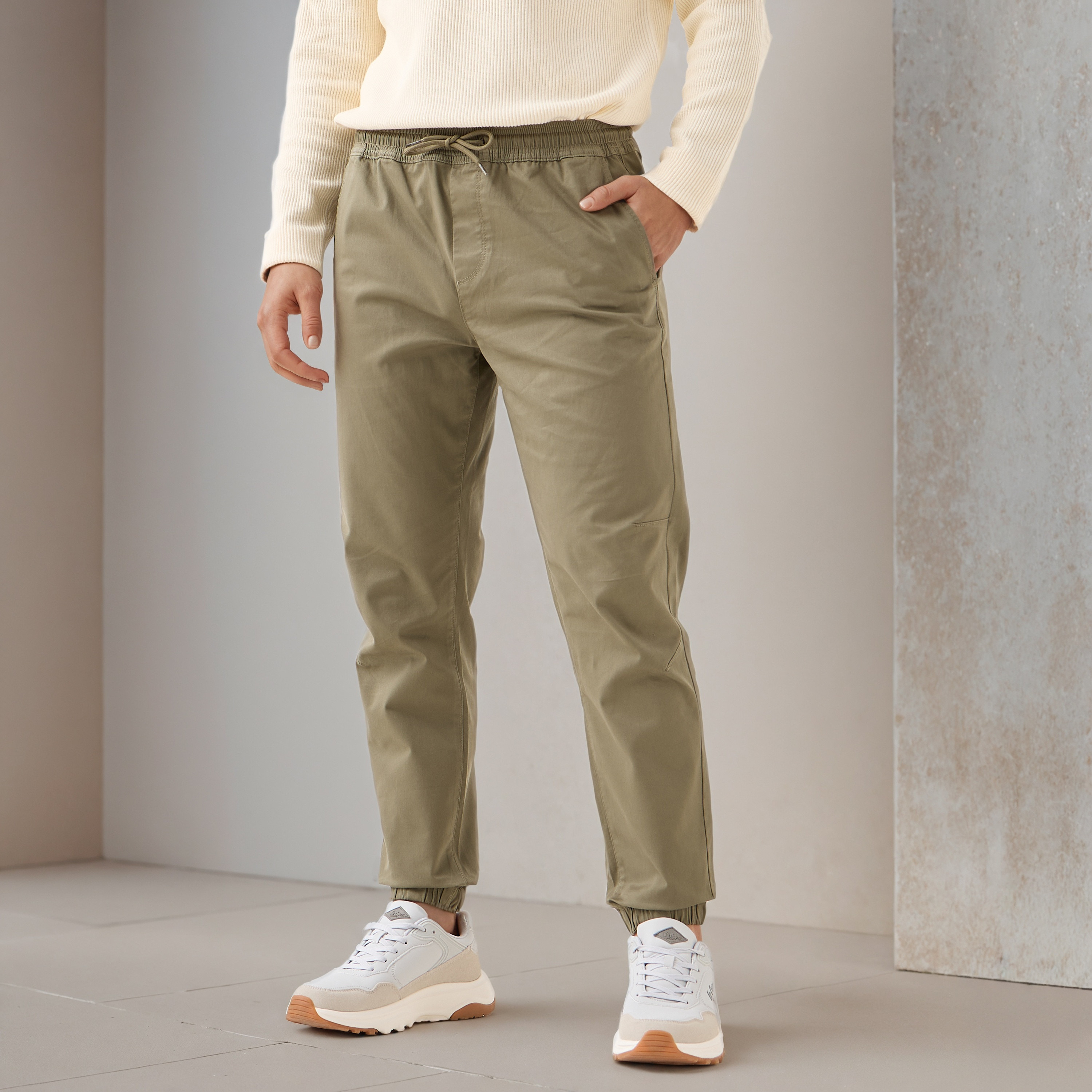 Drawstring Waist Flexi Waist Joggers-men-clothing-bottoms-joggers-image-1