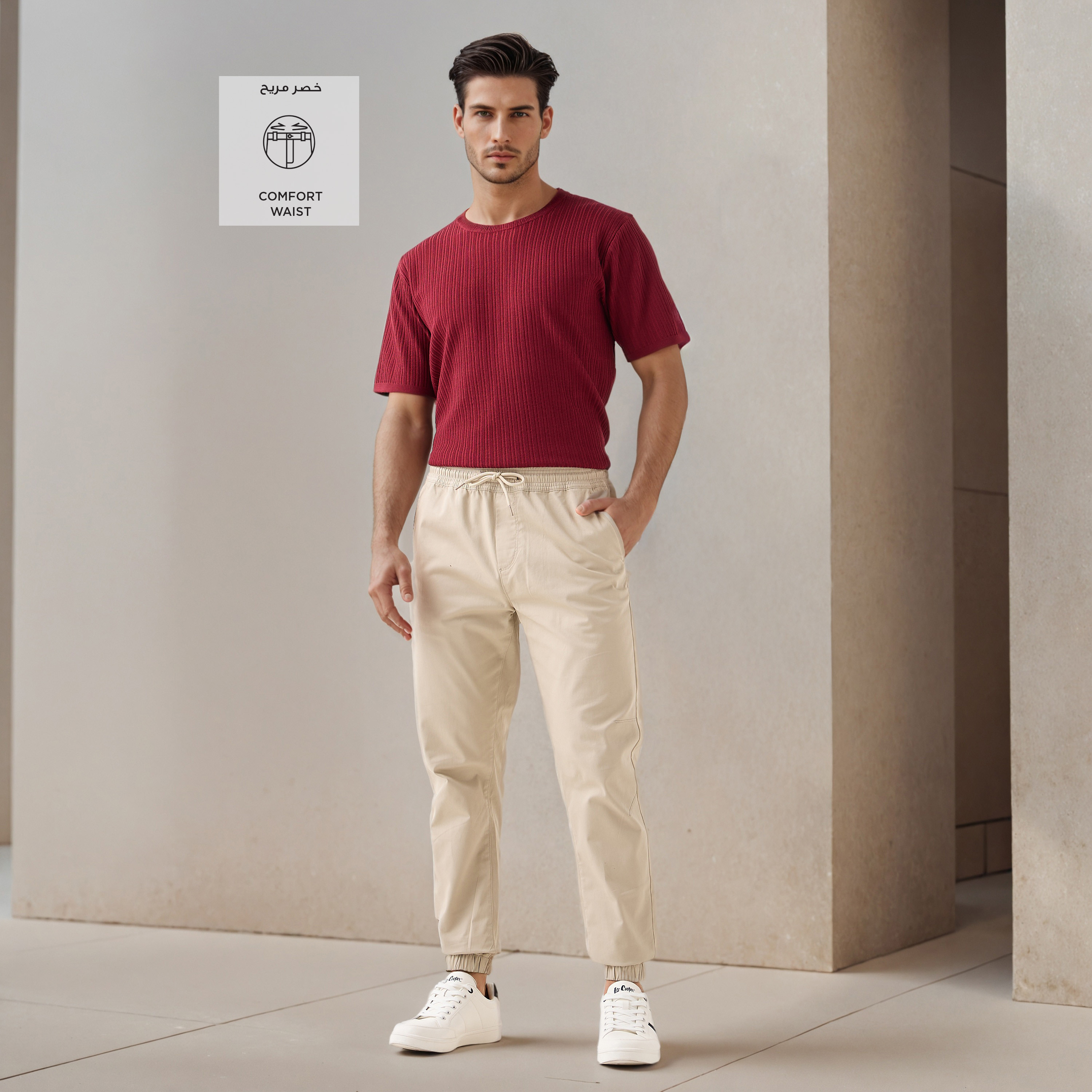 Drawstring Waist Flexi Waist Joggers-men-clothing-bottoms-joggers-image-1
