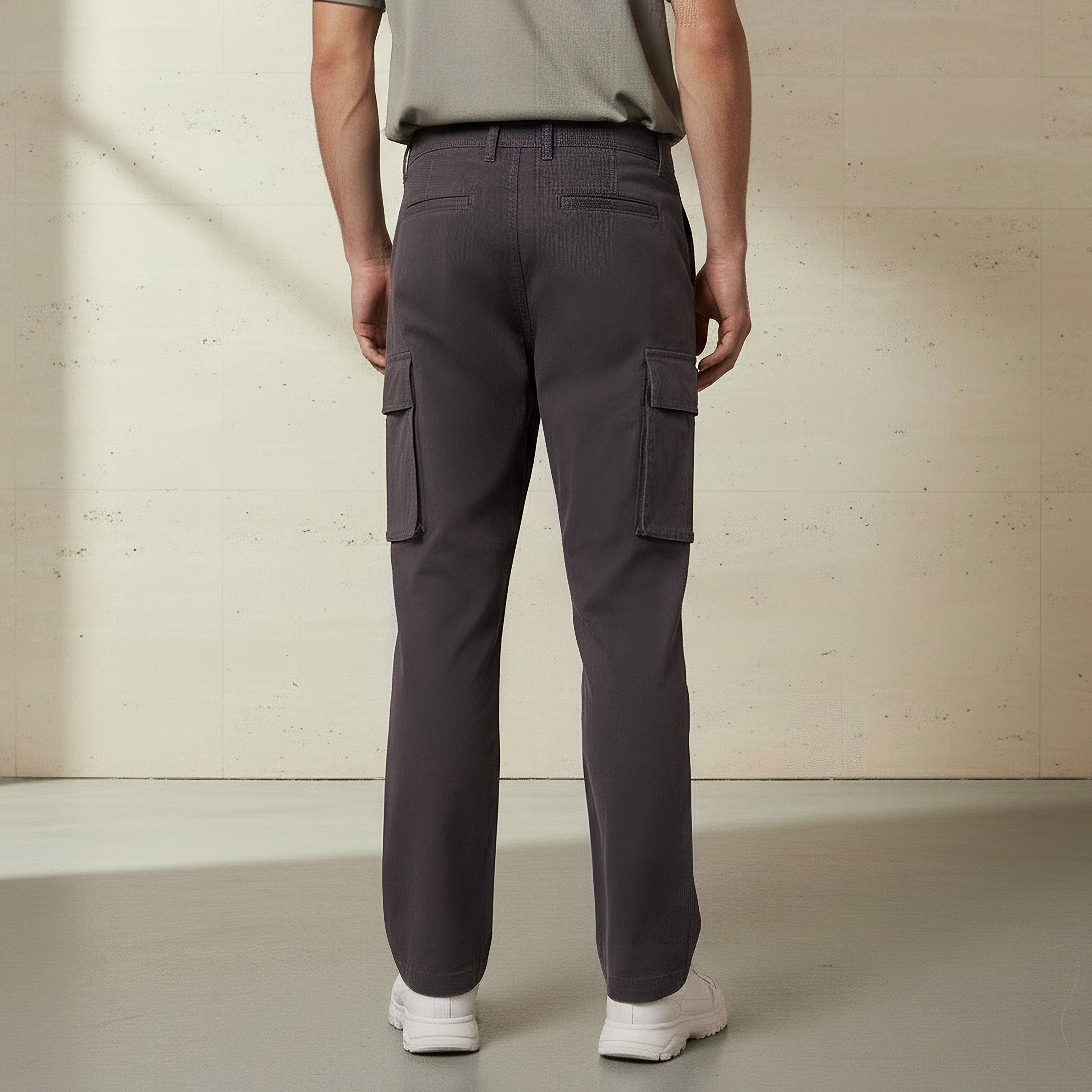 Men Regular Fit Twill Cargo Trousers-men-clothing-bottoms-trousersandchinos-trousers-image-3