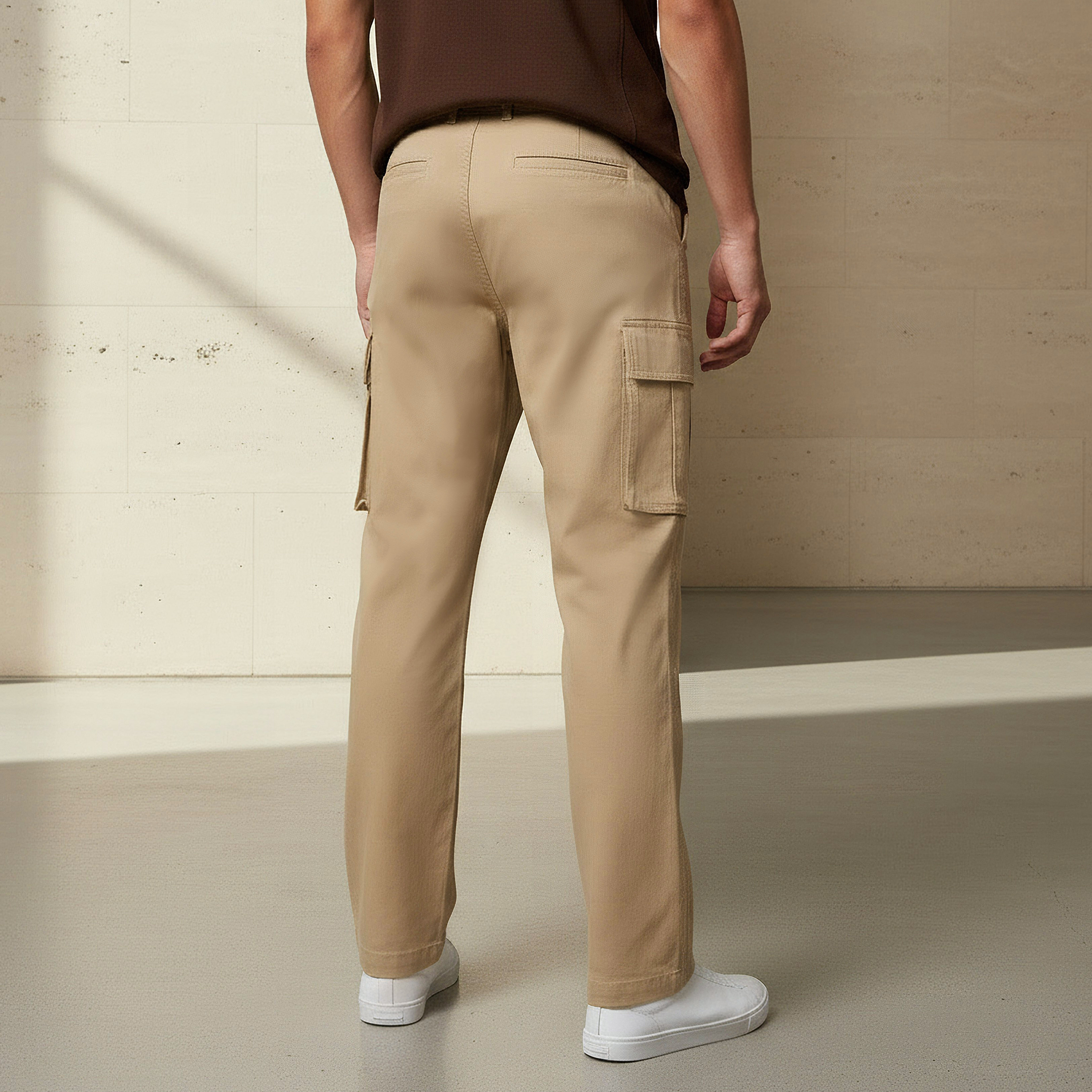 Men Regular Fit Twill Cargo Trousers-men-clothing-bottoms-trousersandchinos-trousers-image-3