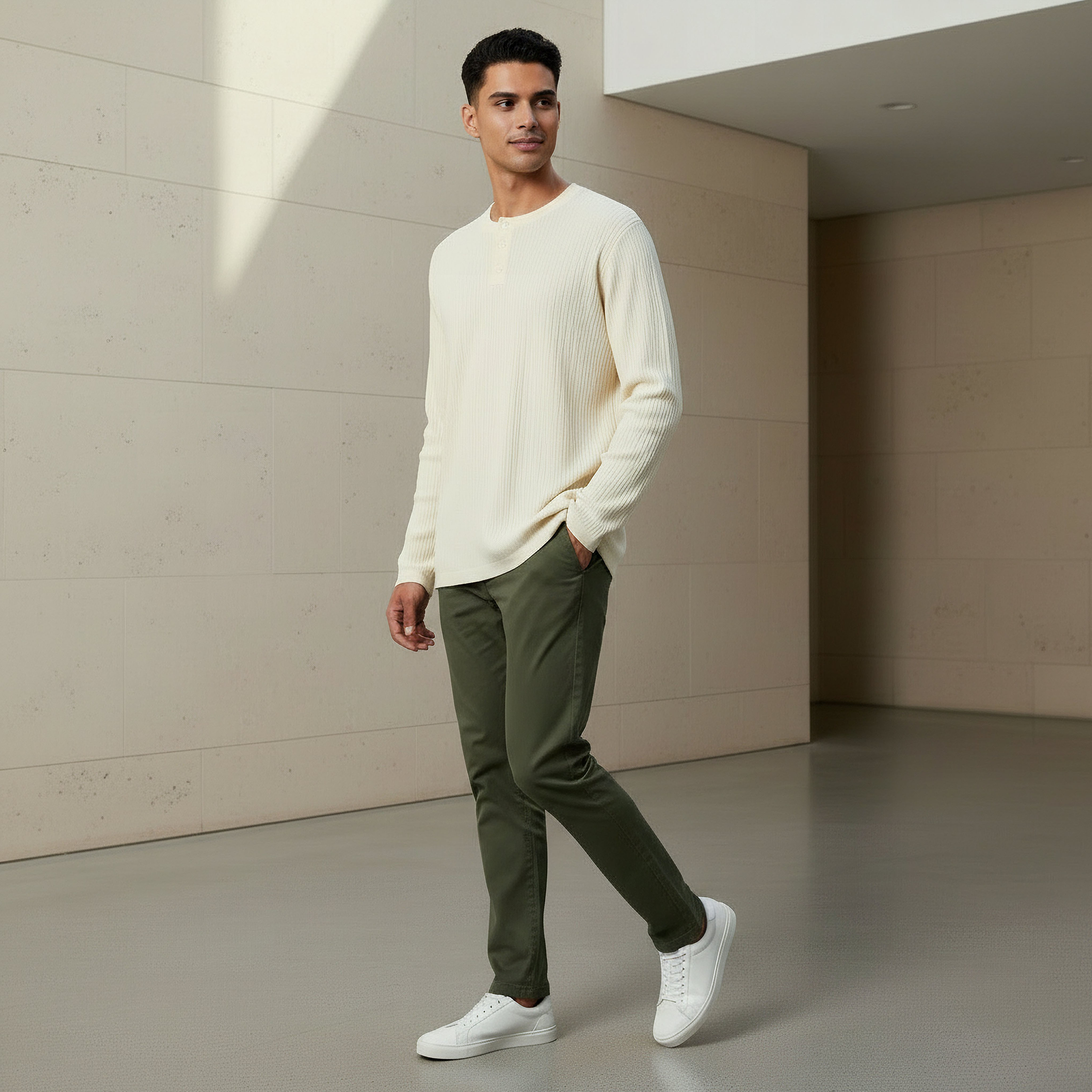Men Slim Fit Ribbed Henley Neck Sweatshirt-men-winterwear-hoodiesandsweatshirts-image-2