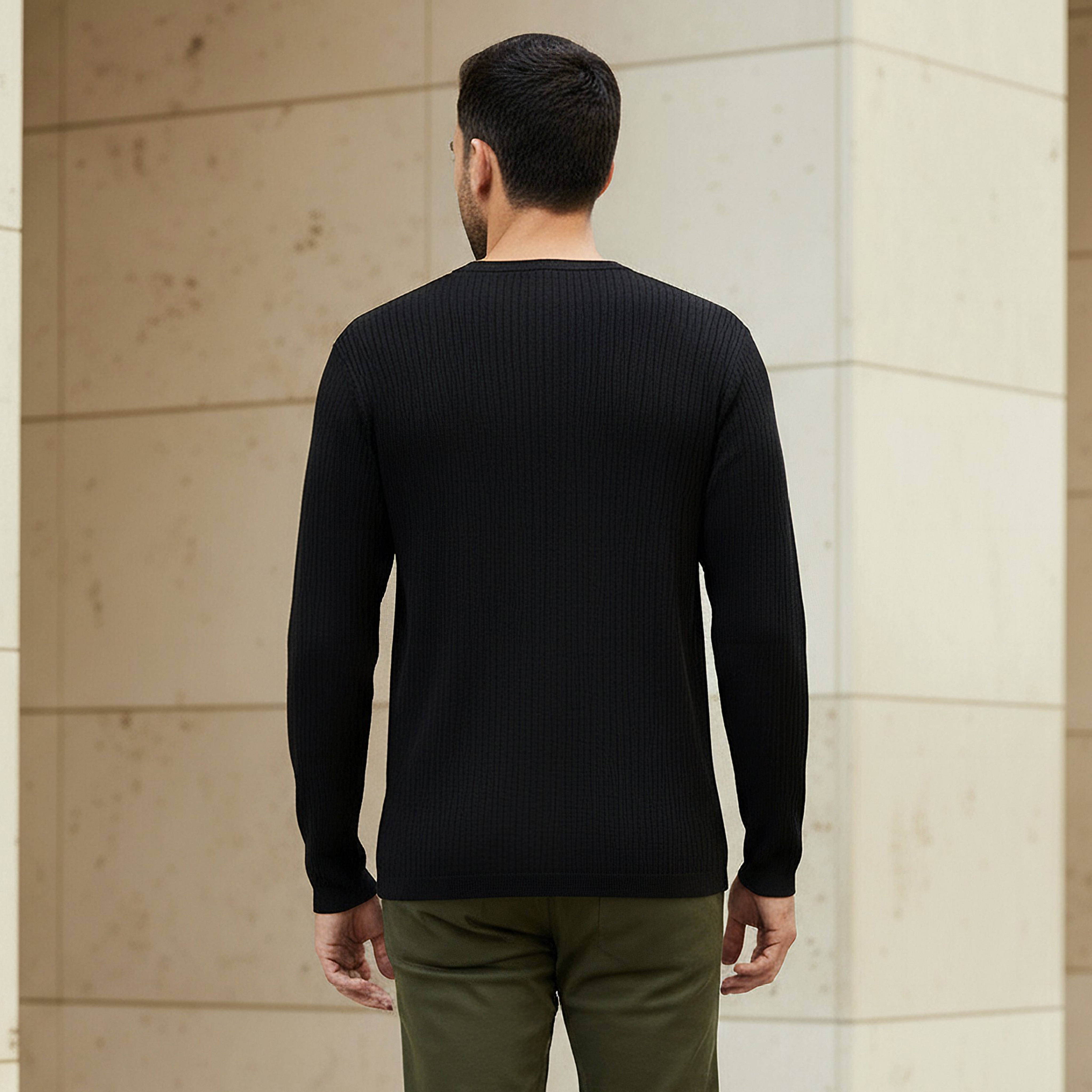 Men Slim Fit Ribbed Henley Neck Sweatshirt-men-winterwear-hoodiesandsweatshirts-image-3