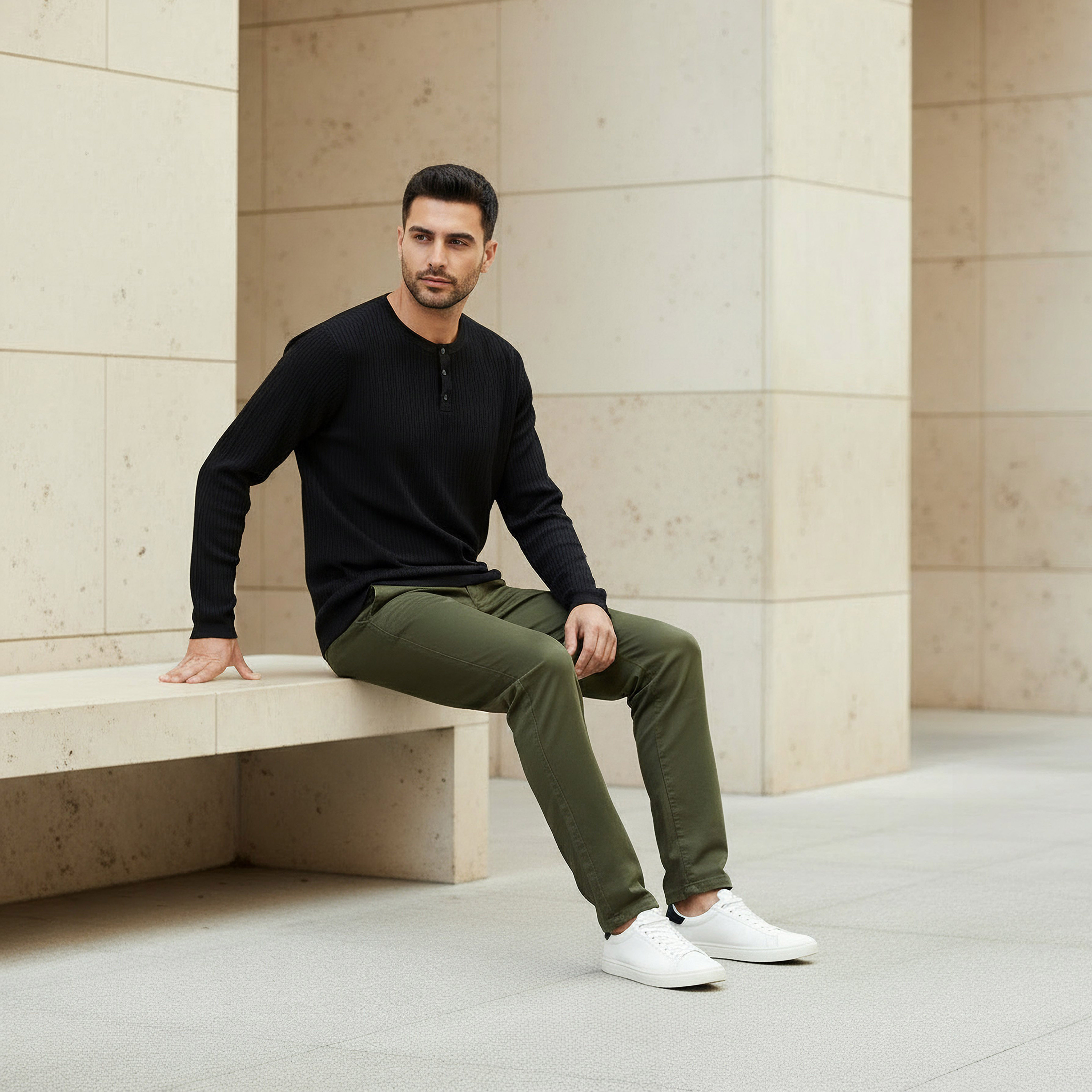 Men Slim Fit Ribbed Henley Neck Sweatshirt-men-winterwear-hoodiesandsweatshirts-image-5