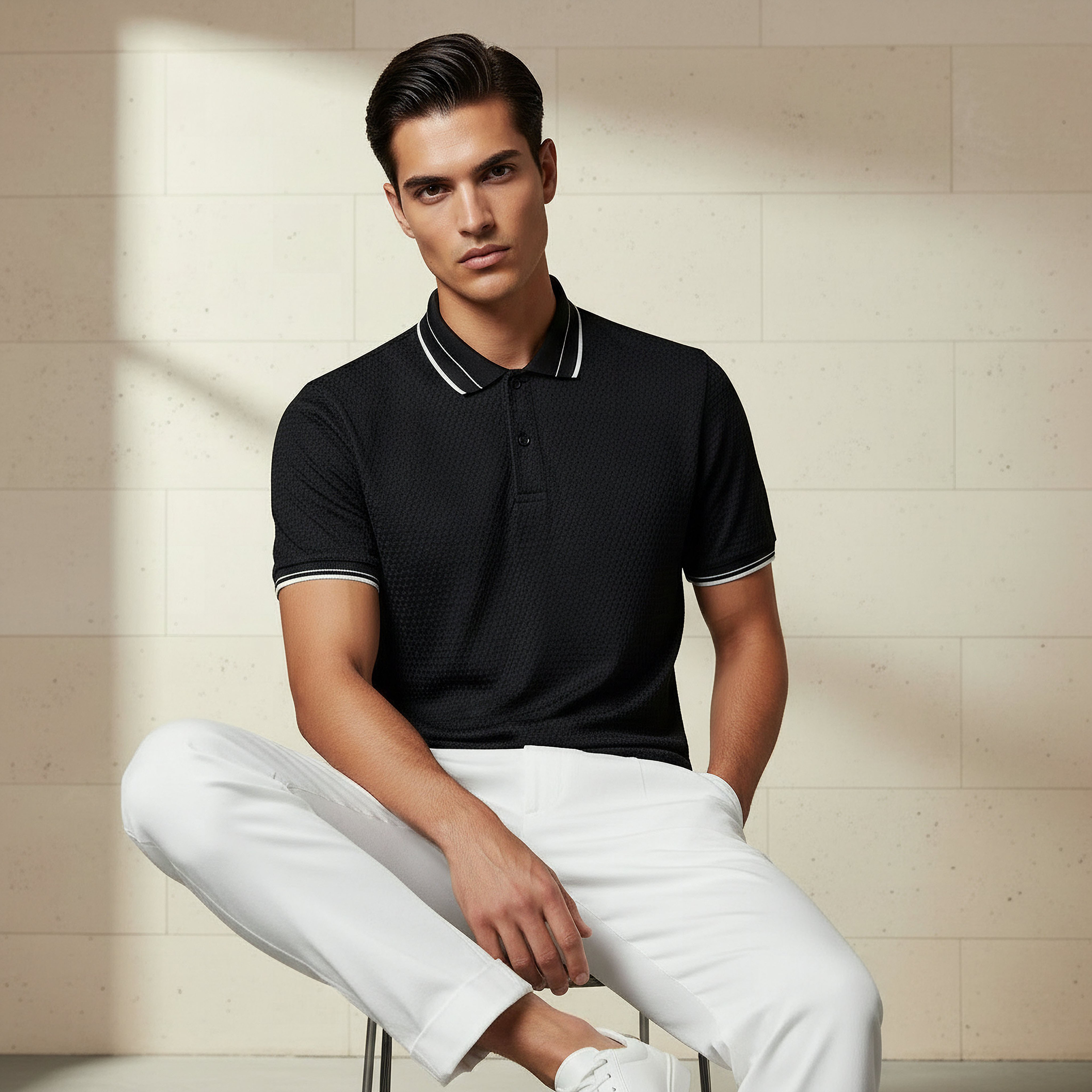 Men Short Sleeves Jacquard Polo T-shirt-men-clothing-tshirtsandpolos-polos-image-5