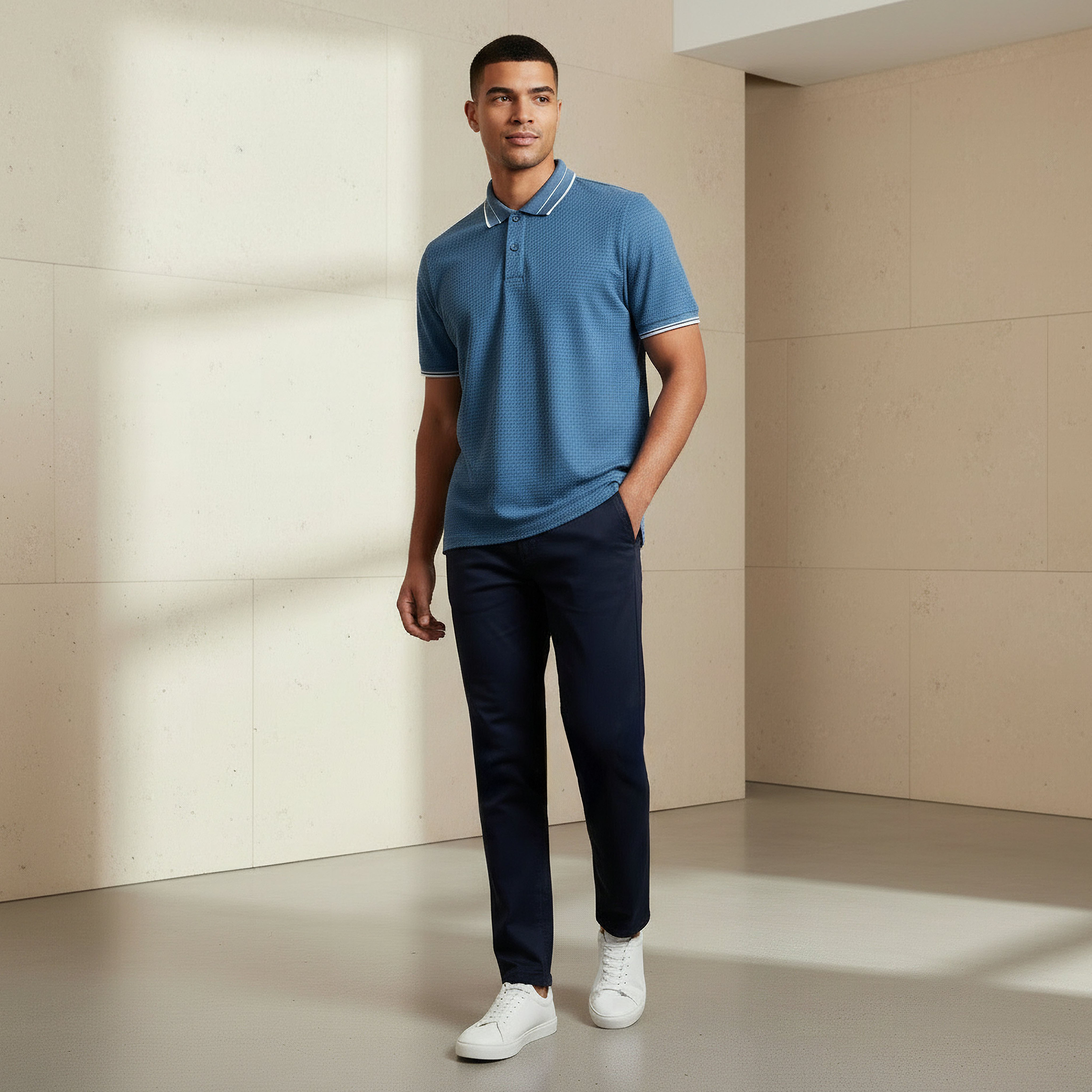Men Short Sleeves Jacquard Polo T-shirt-men-clothing-tshirtsandpolos-polos-image-2