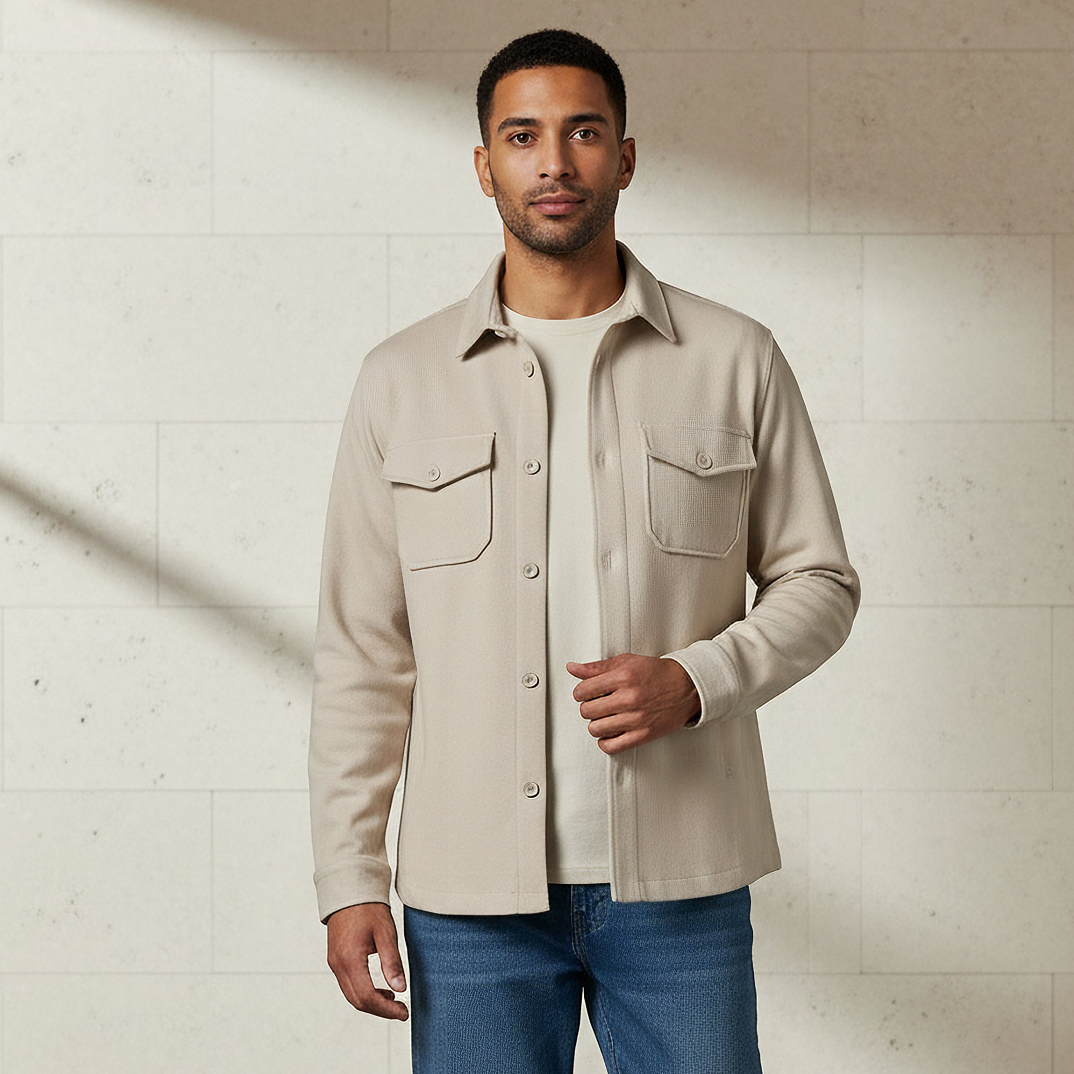 Shop Men Regular Fit Flap Pocket Shacket Online | Splash UAE