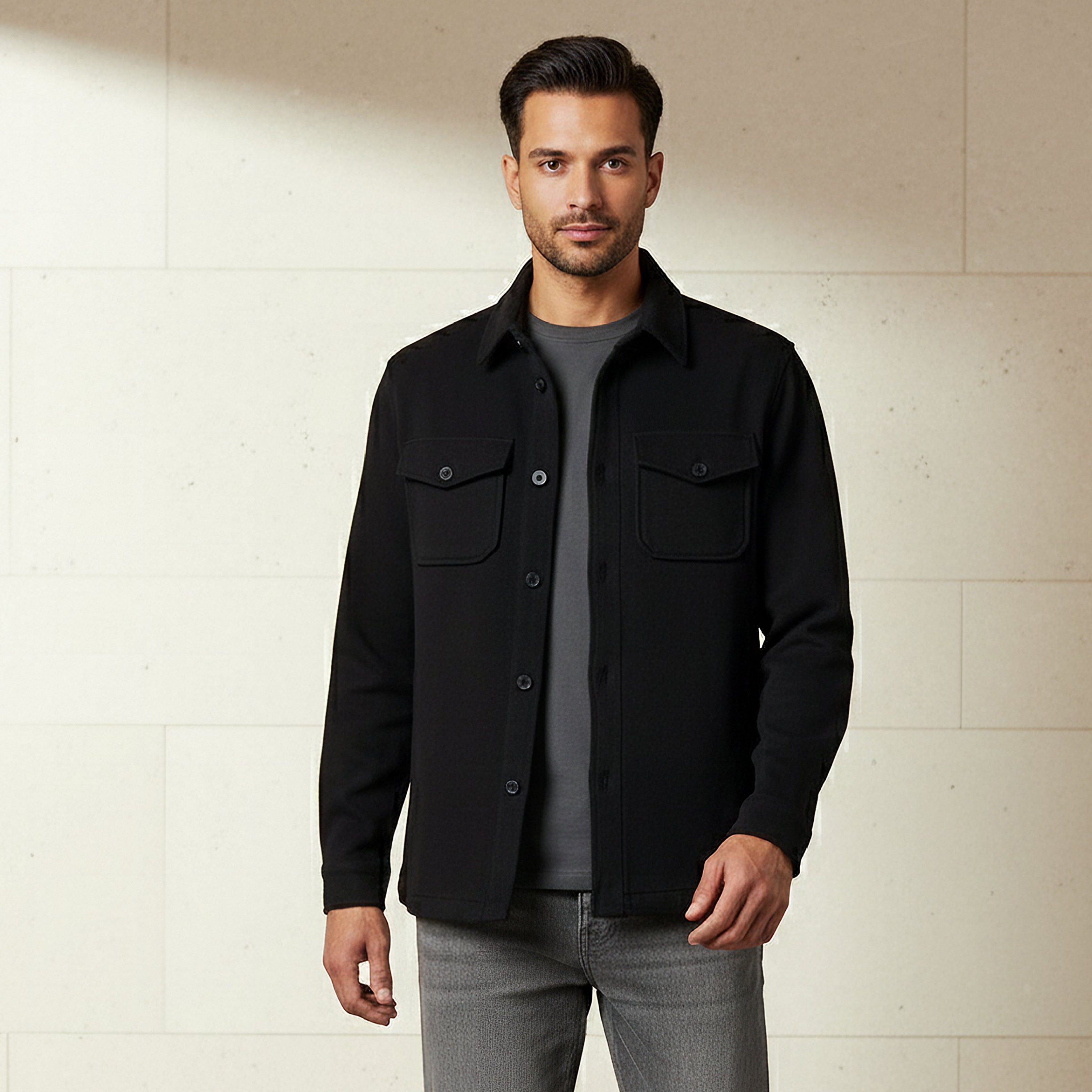 Shop Men Regular Fit Flap Pocket Shacket Online | Splash UAE