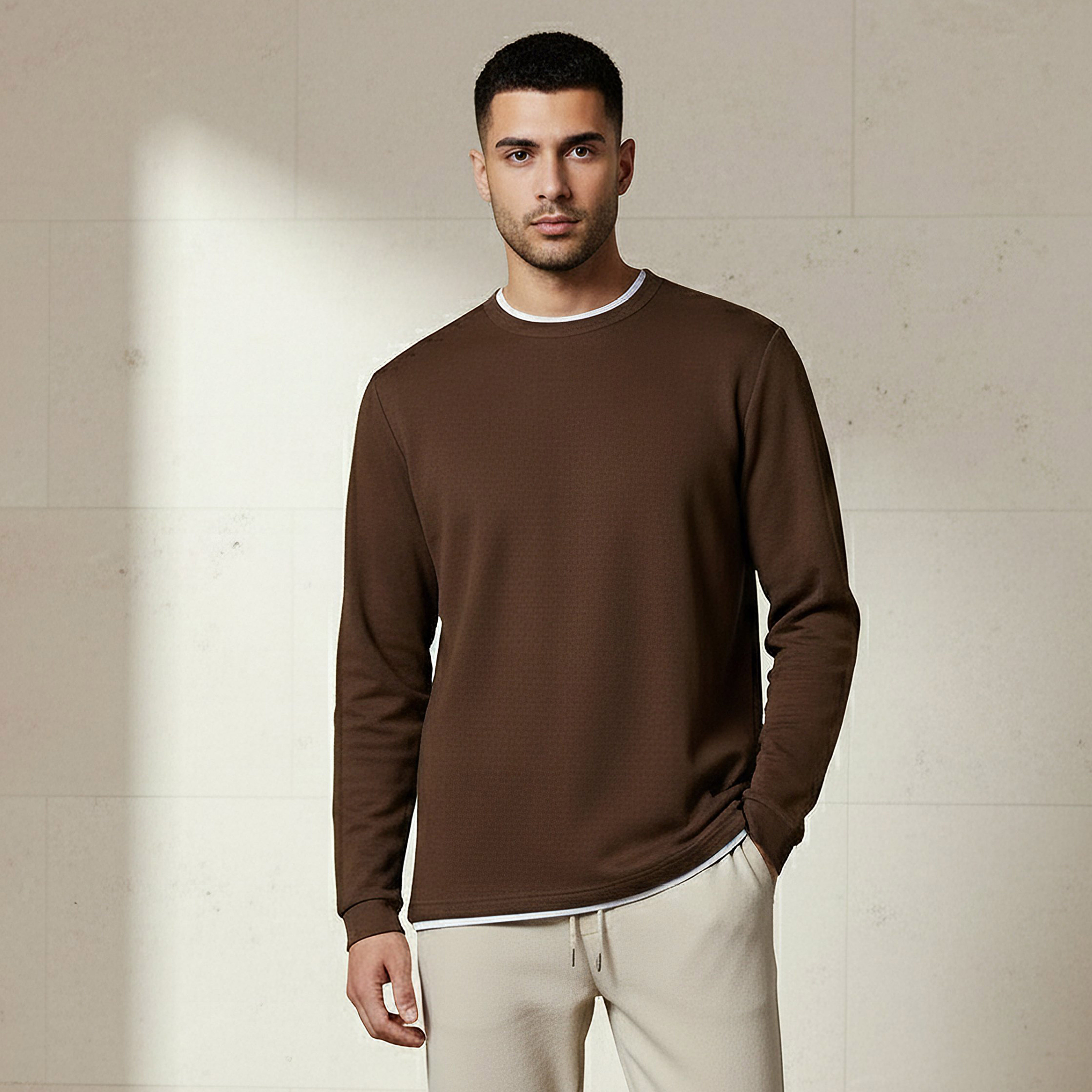 Men Slim Fit Textured Sweatshirt-men-winterwear-hoodiesandsweatshirts-image-1