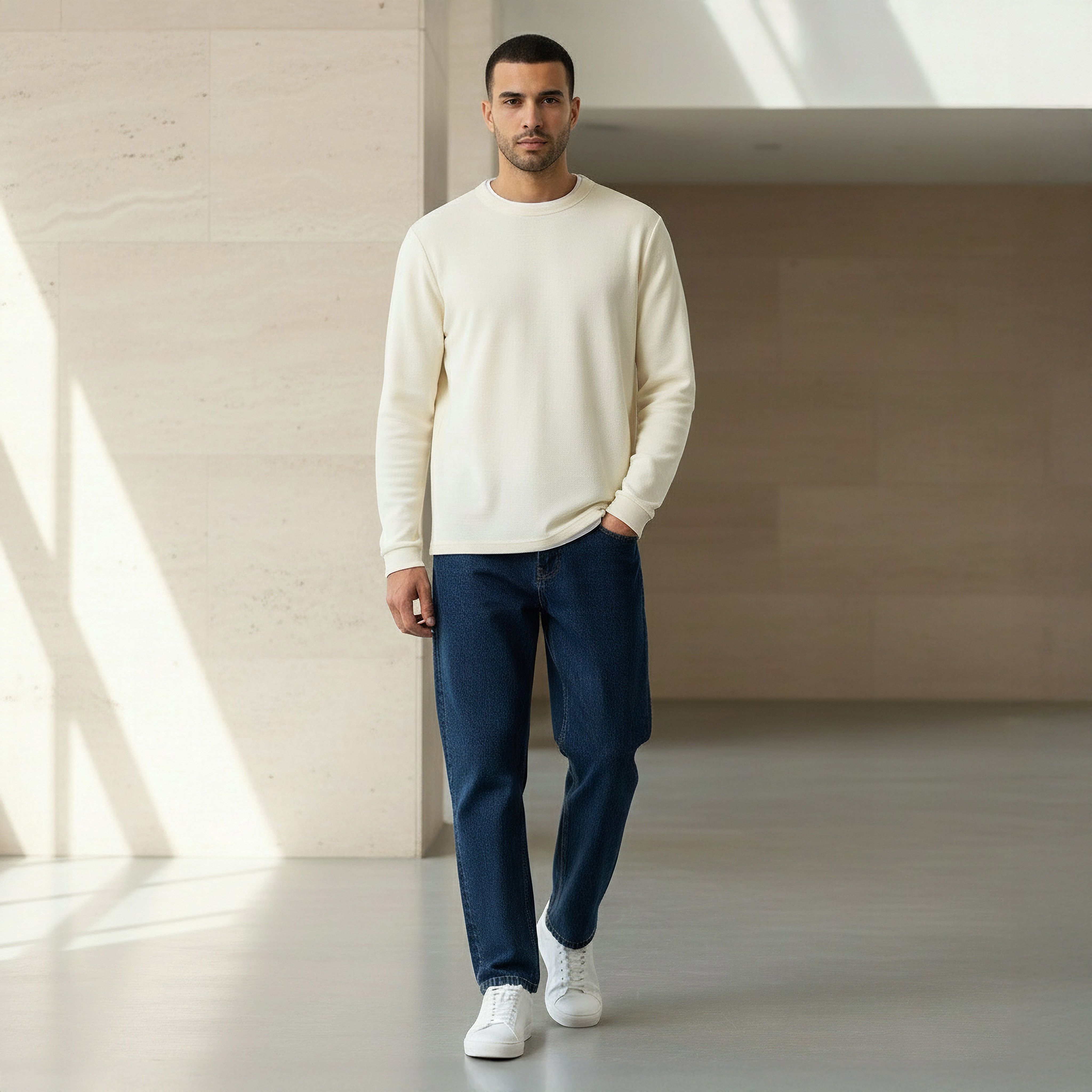 Men Slim Fit Textured Sweatshirt-men-winterwear-hoodiesandsweatshirts-image-2