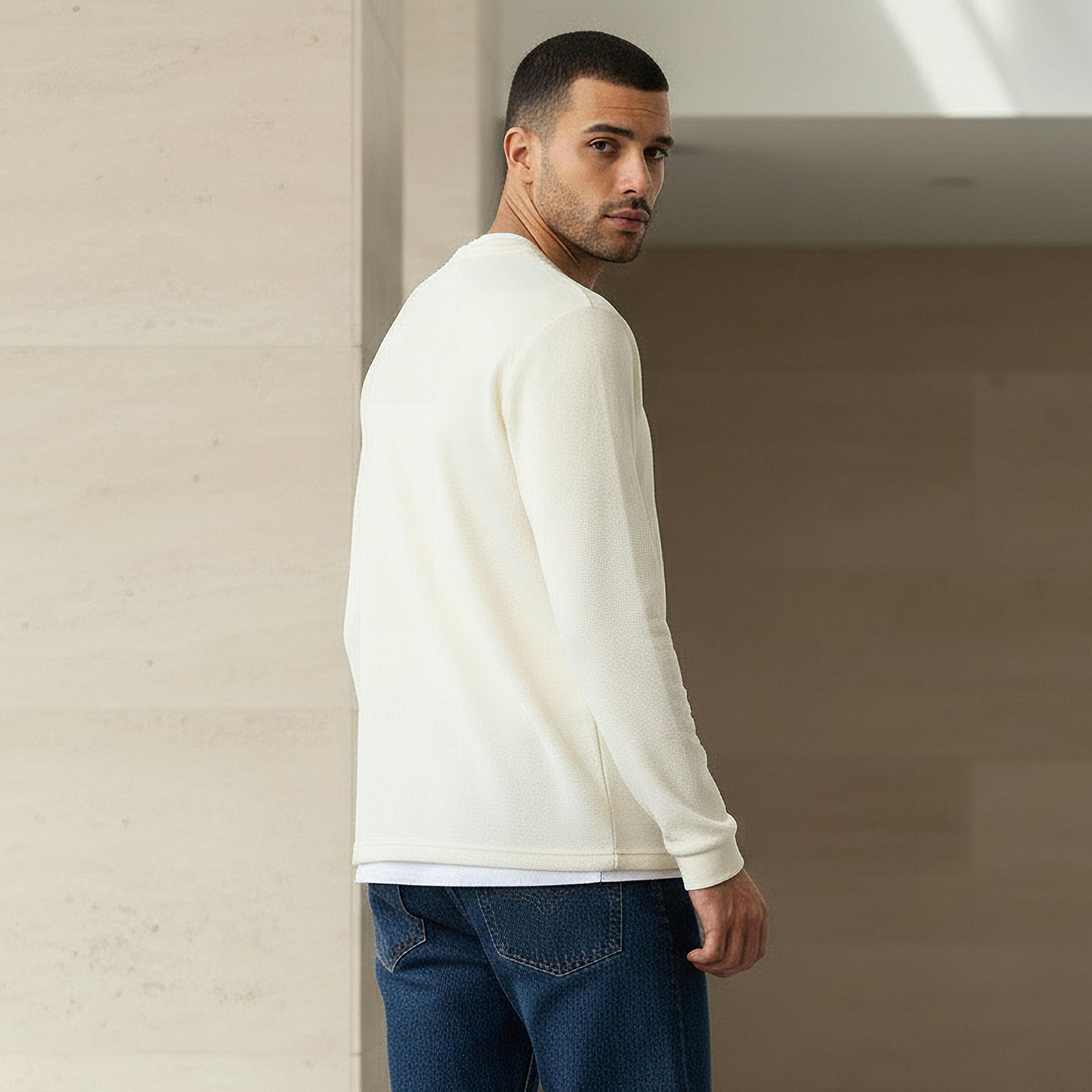 Men Slim Fit Textured Sweatshirt-men-winterwear-hoodiesandsweatshirts-image-3