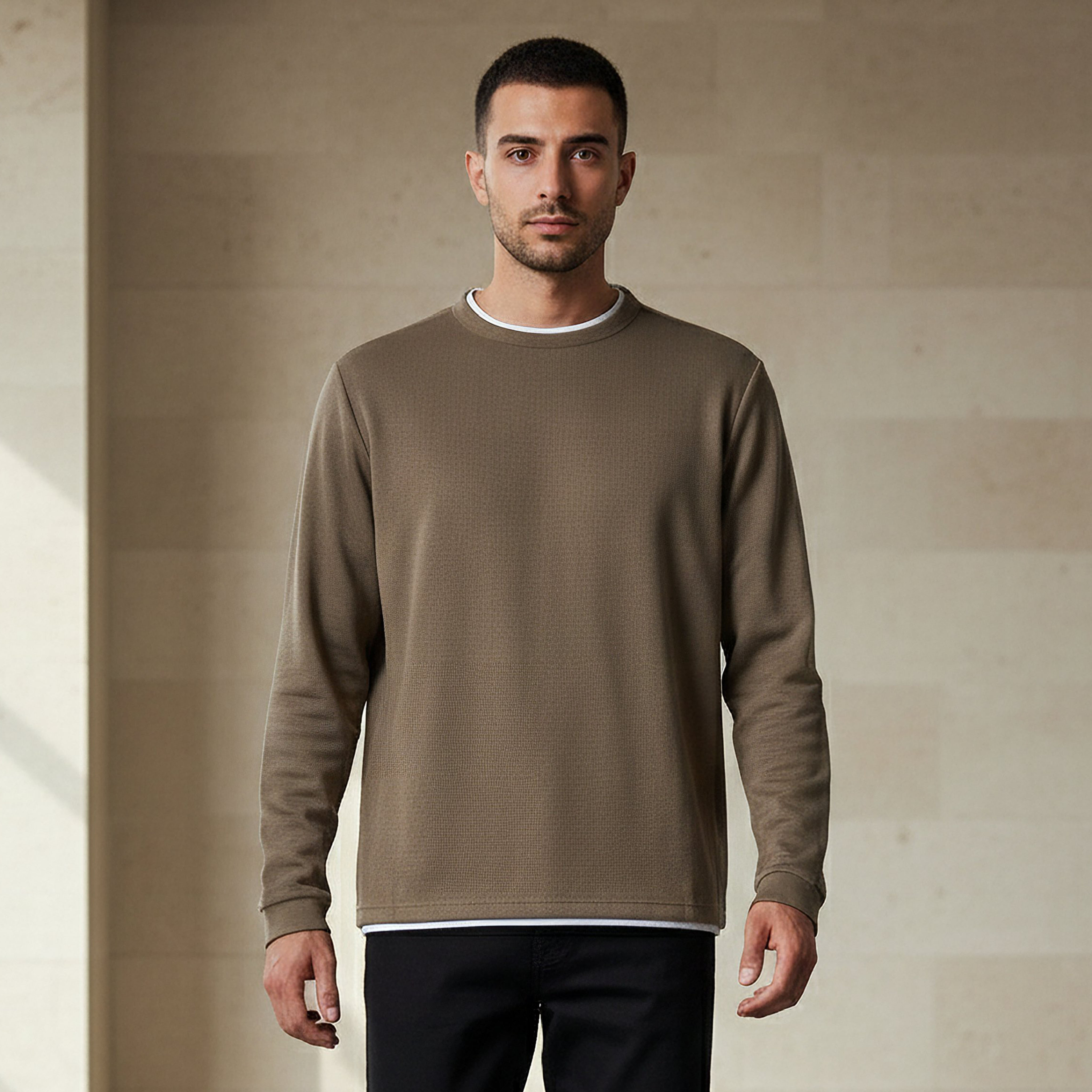 Men Slim Fit Textured Sweatshirt-men-winterwear-hoodiesandsweatshirts-image-1