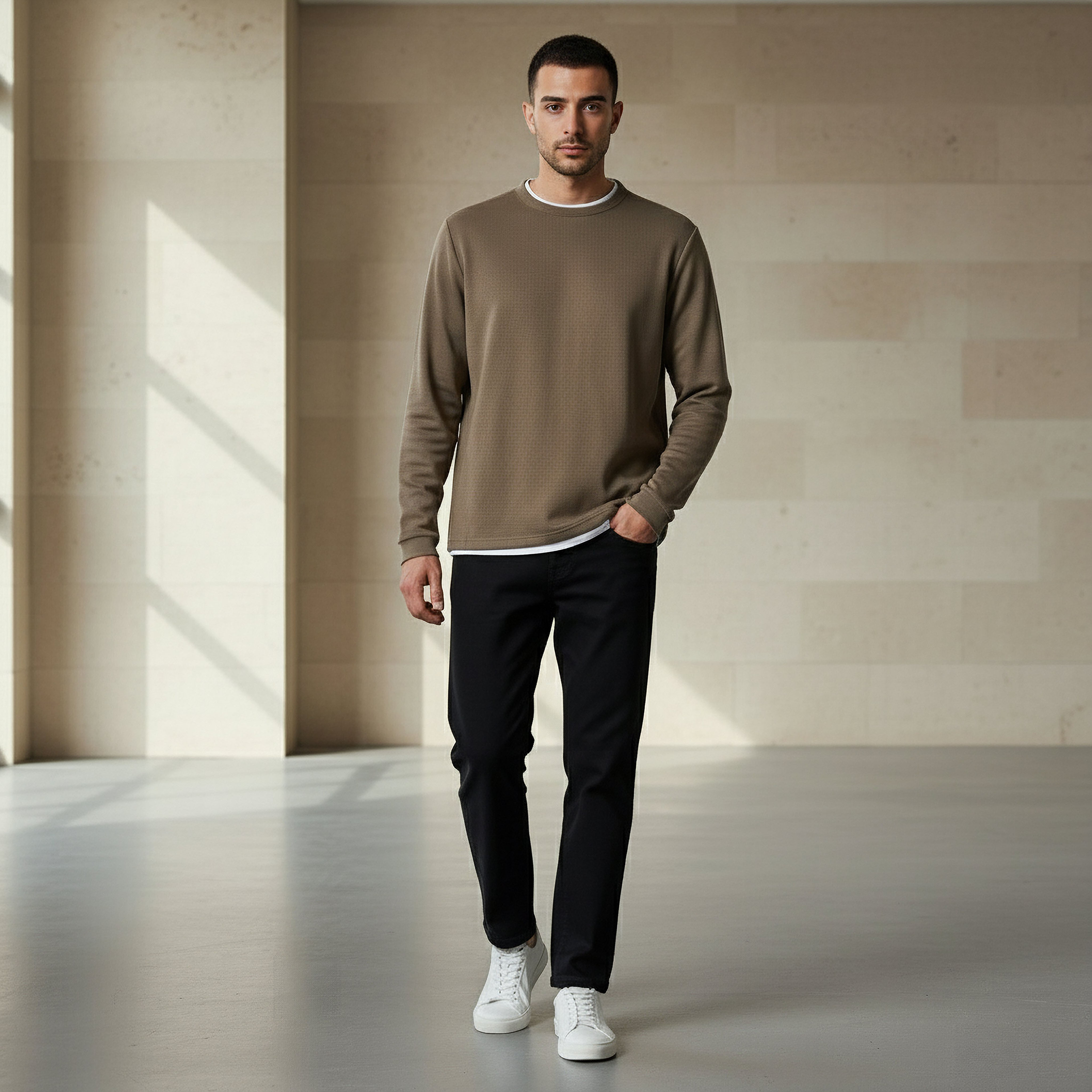 Men Slim Fit Textured Sweatshirt-men-winterwear-hoodiesandsweatshirts-image-2