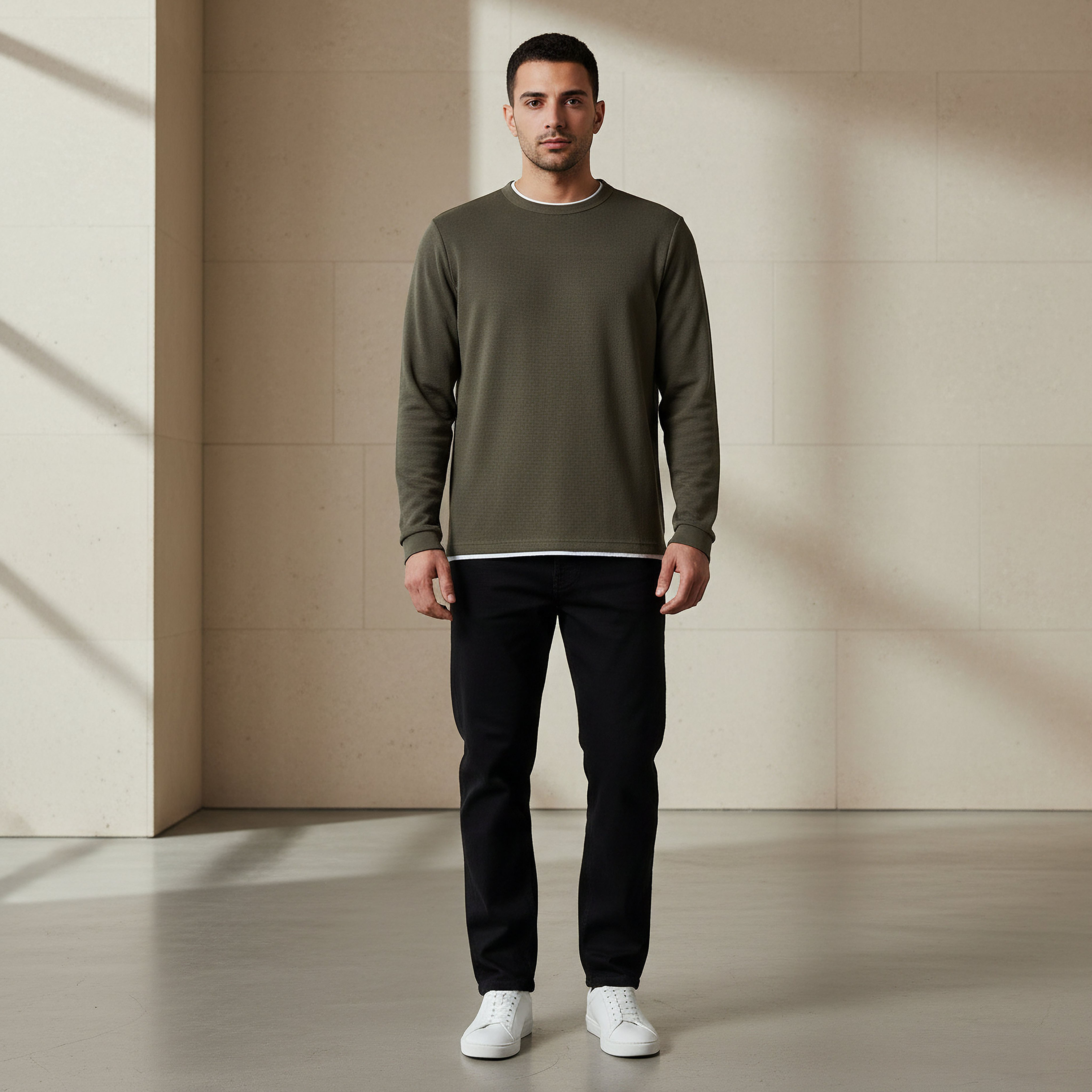 Men Slim Fit Textured Sweatshirt-men-winterwear-hoodiesandsweatshirts-image-5