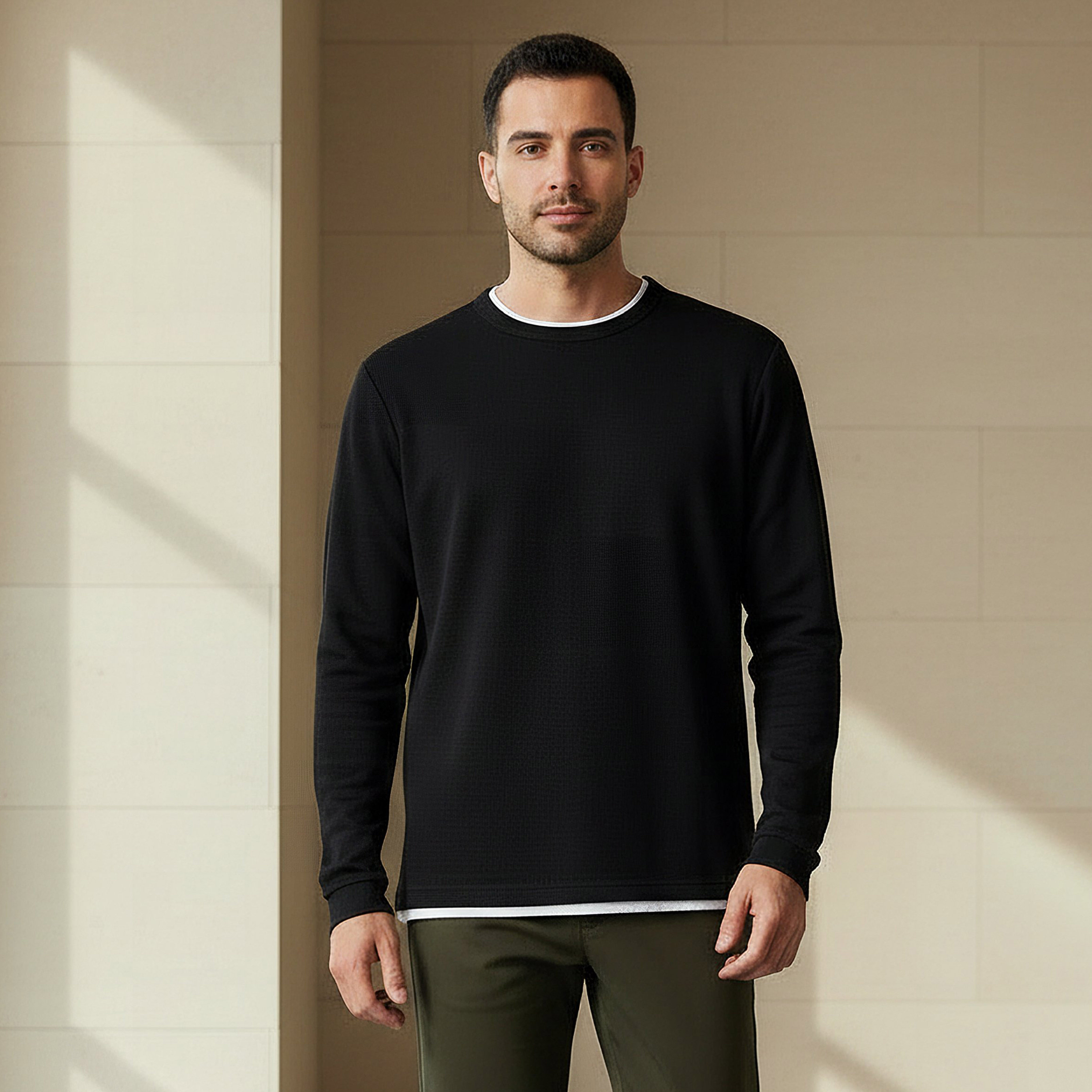 Men Slim Fit Textured Sweatshirt-men-winterwear-hoodiesandsweatshirts-image-1
