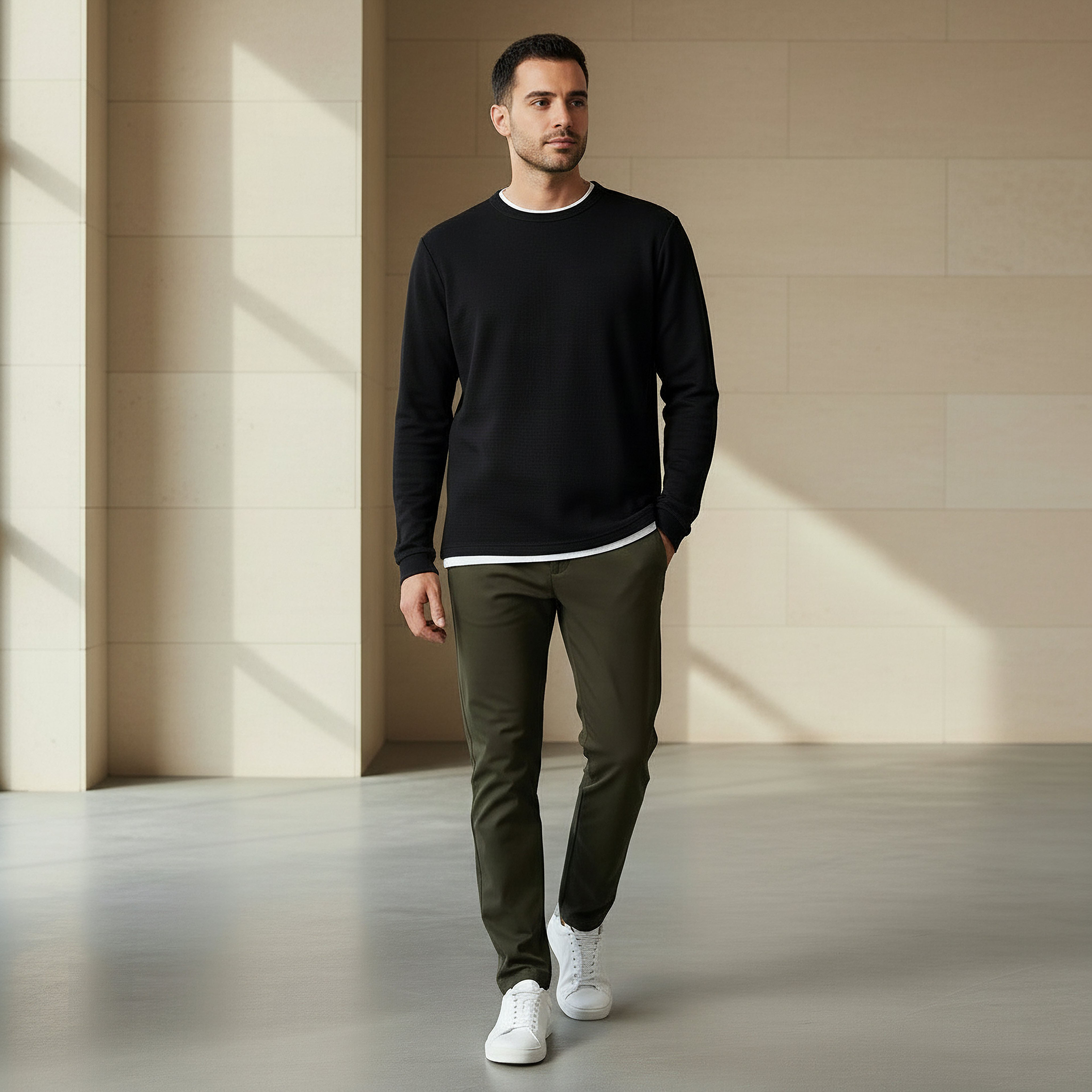 Men Slim Fit Textured Sweatshirt-men-winterwear-hoodiesandsweatshirts-image-2