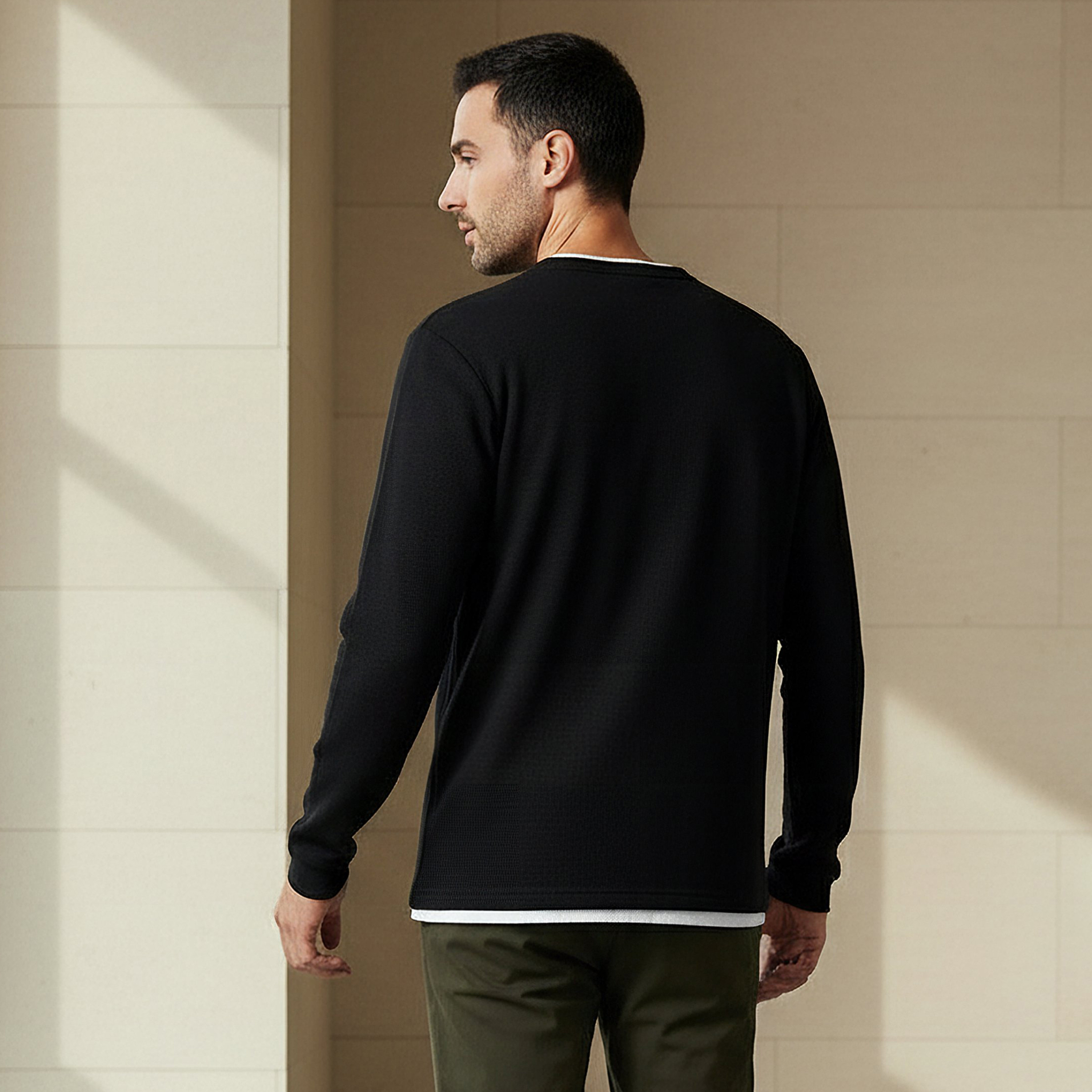 Men Slim Fit Textured Sweatshirt-men-winterwear-hoodiesandsweatshirts-image-3