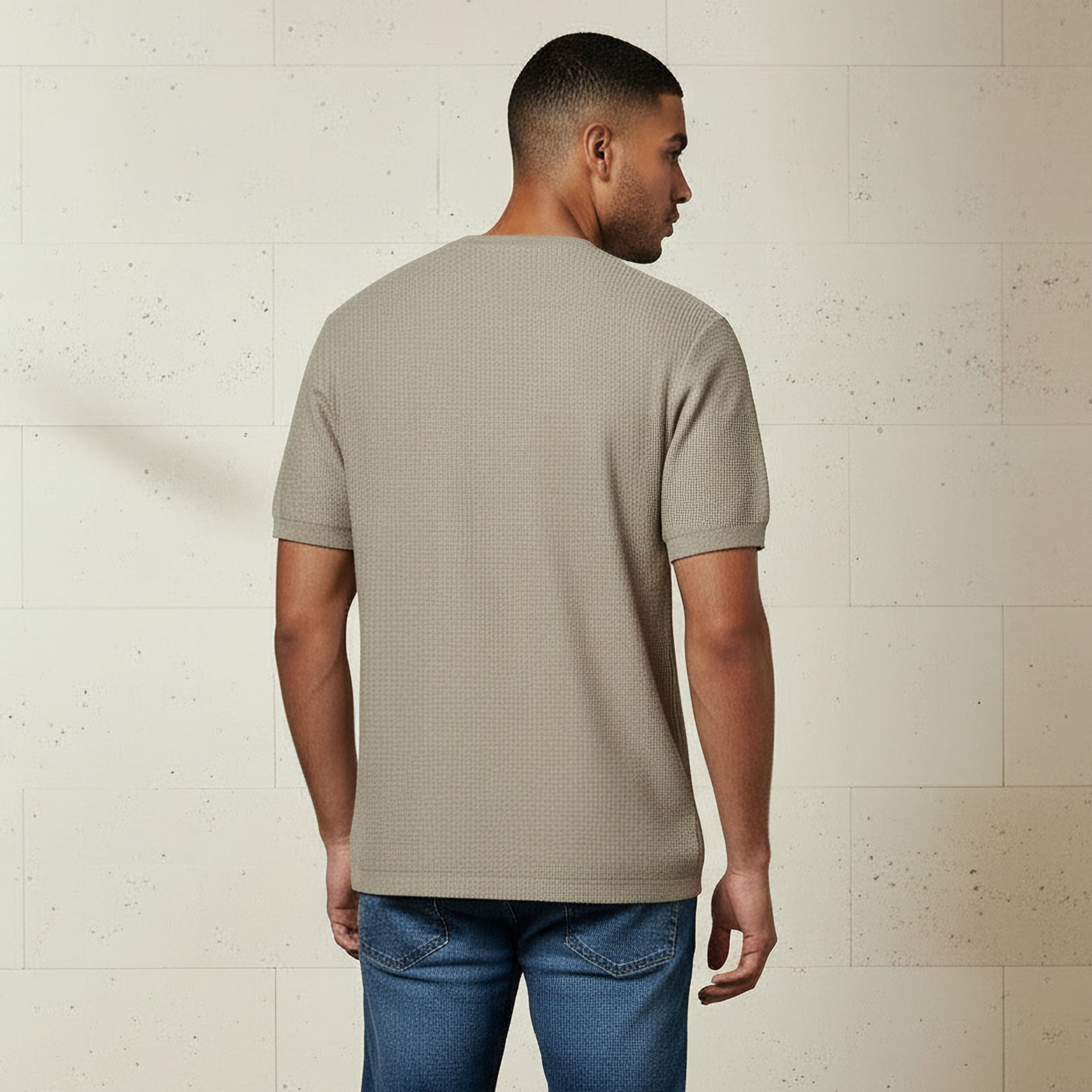 Men Regular Fit Crew Neck Short Sleeves Textured T-shirt-men-clothing-tshirtsandpolos-tshirts-image-3