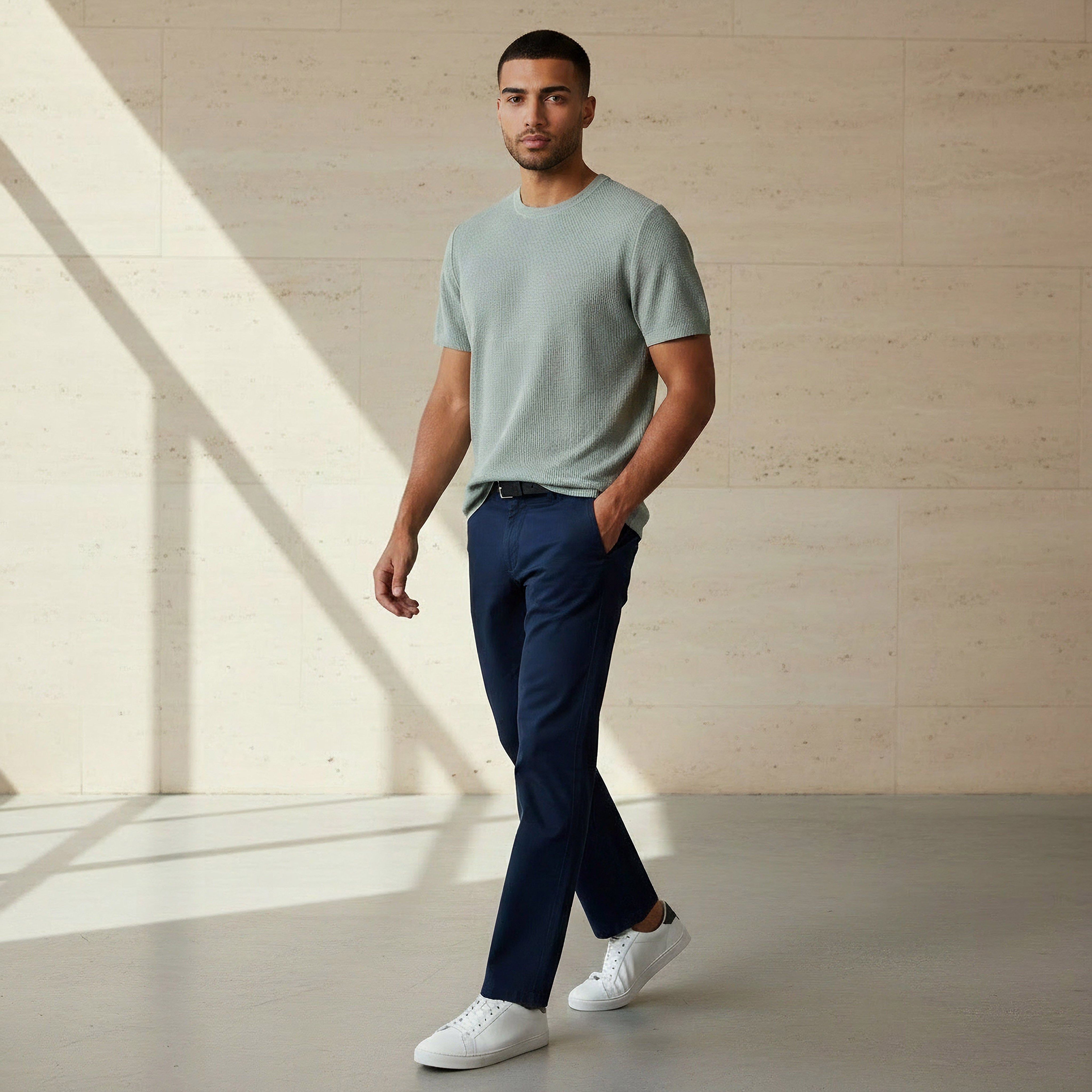 Men Regular Fit Crew Neck Short Sleeves Textured T-shirt-men-clothing-tshirtsandpolos-tshirts-image-2