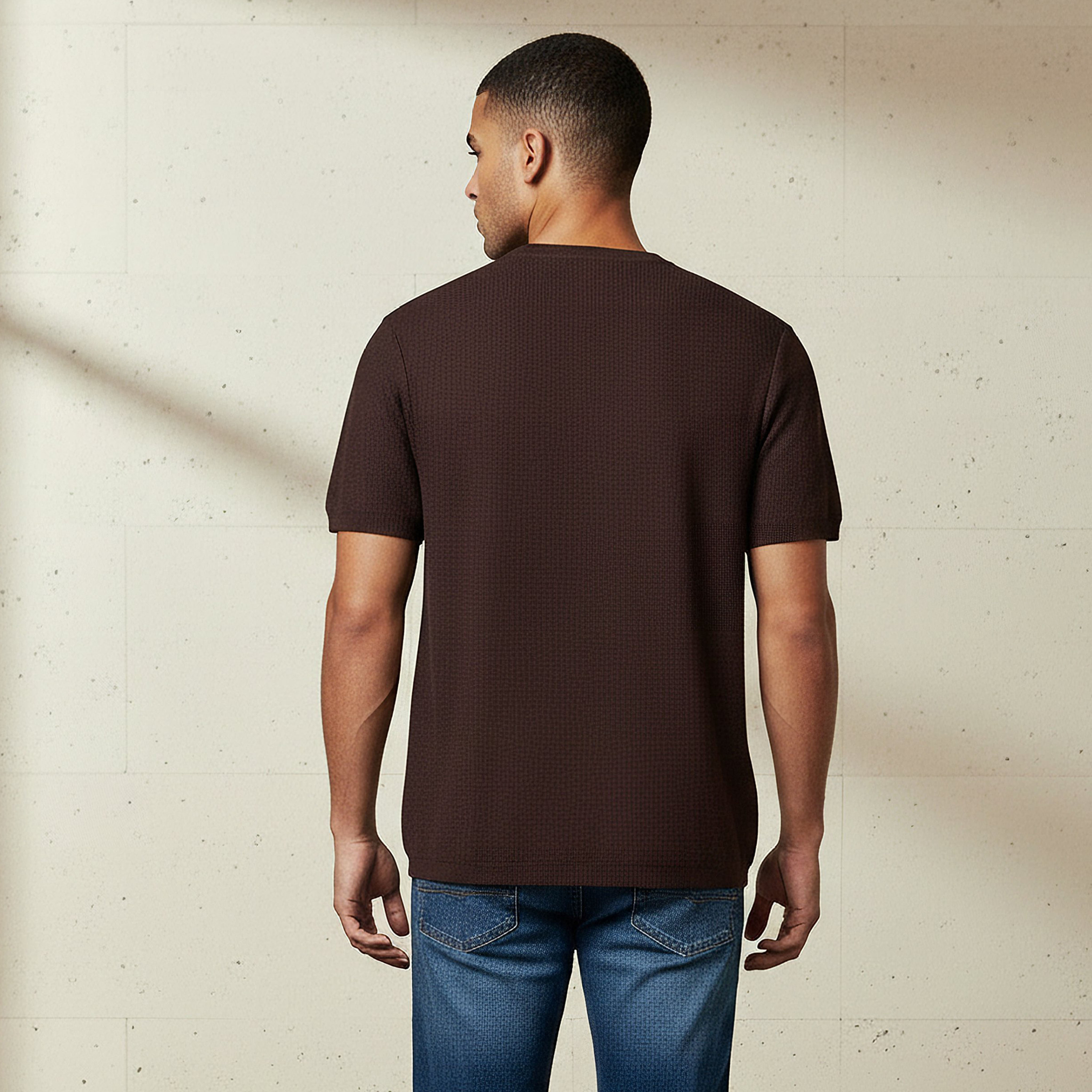 Men Regular Fit Crew Neck Short Sleeves Textured T-shirt-men-clothing-tshirtsandpolos-tshirts-image-3