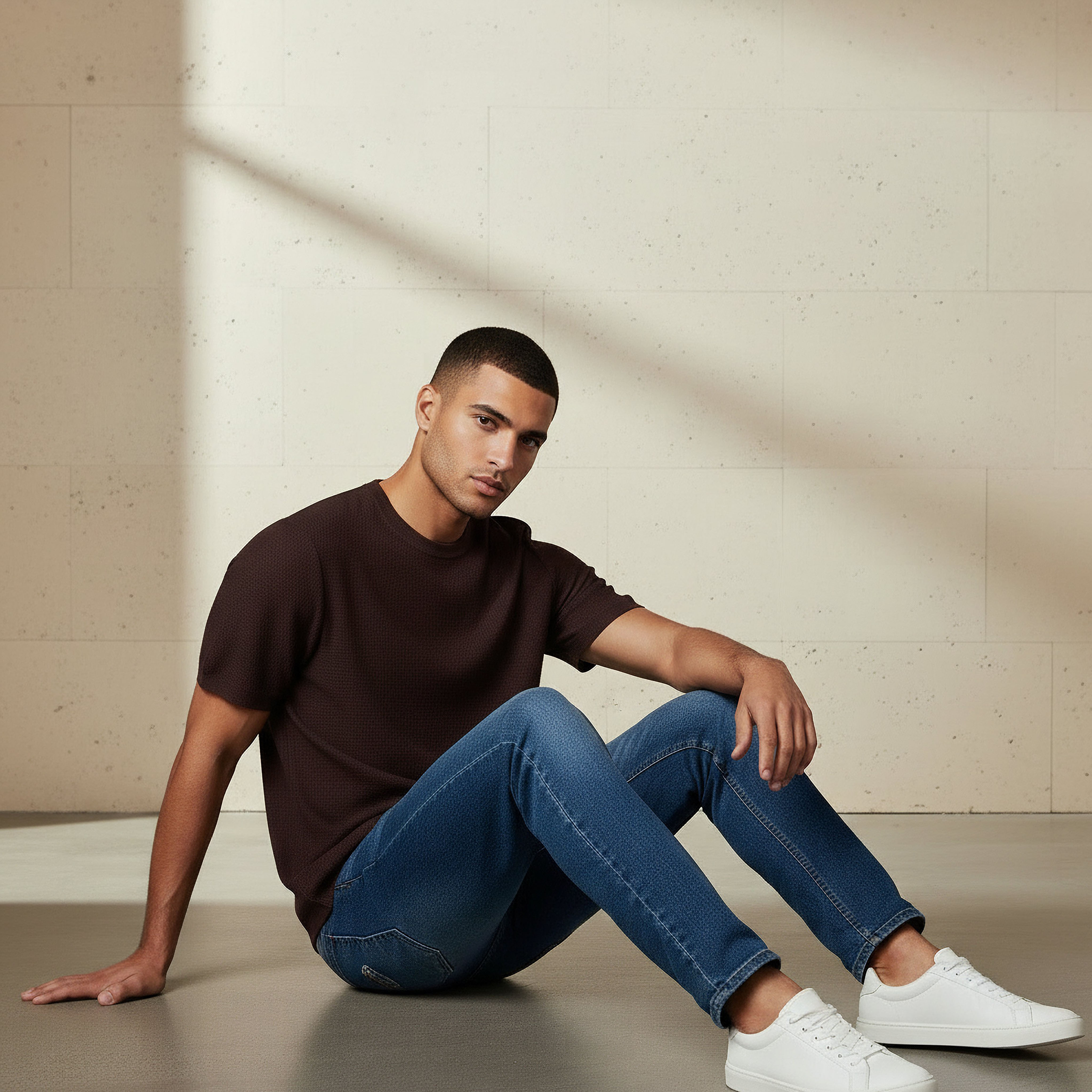 Men Regular Fit Crew Neck Short Sleeves Textured T-shirt-men-clothing-tshirtsandpolos-tshirts-image-5