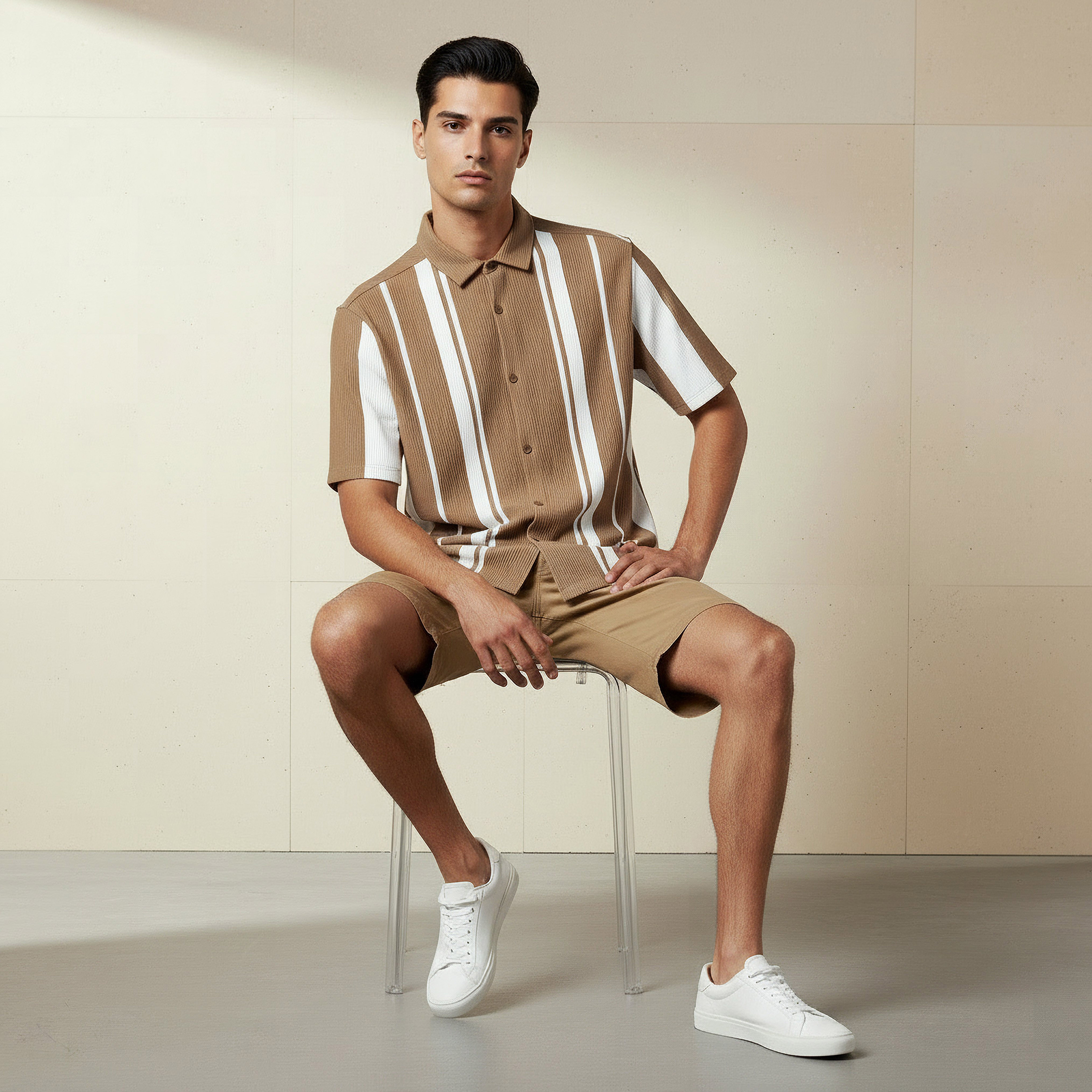Men Regular Fit Collared Striped Short Sleeves Resort Polo Shirt-men-clothing-shirts-image-2