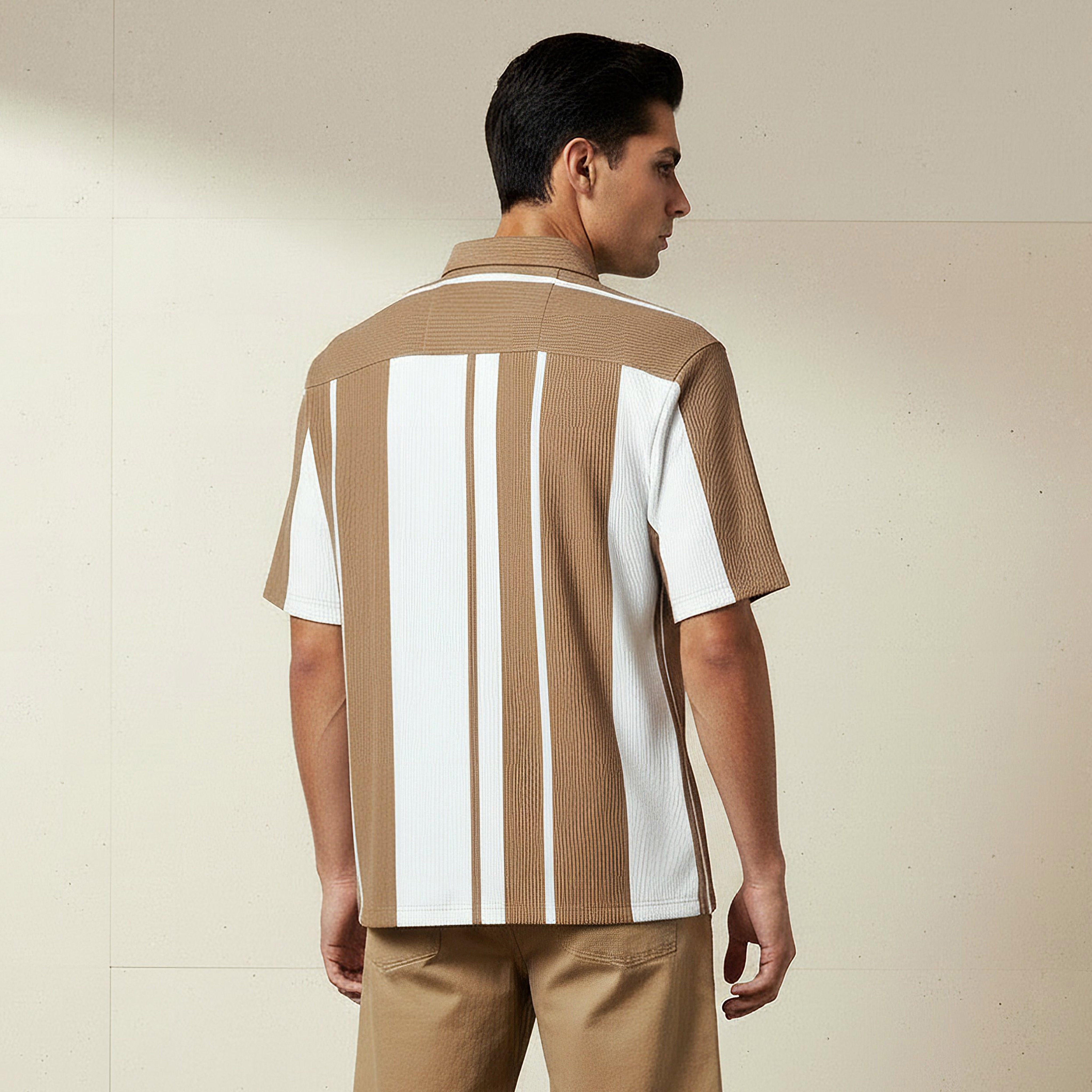 Men Regular Fit Collared Striped Short Sleeves Resort Polo Shirt-men-clothing-shirts-image-3