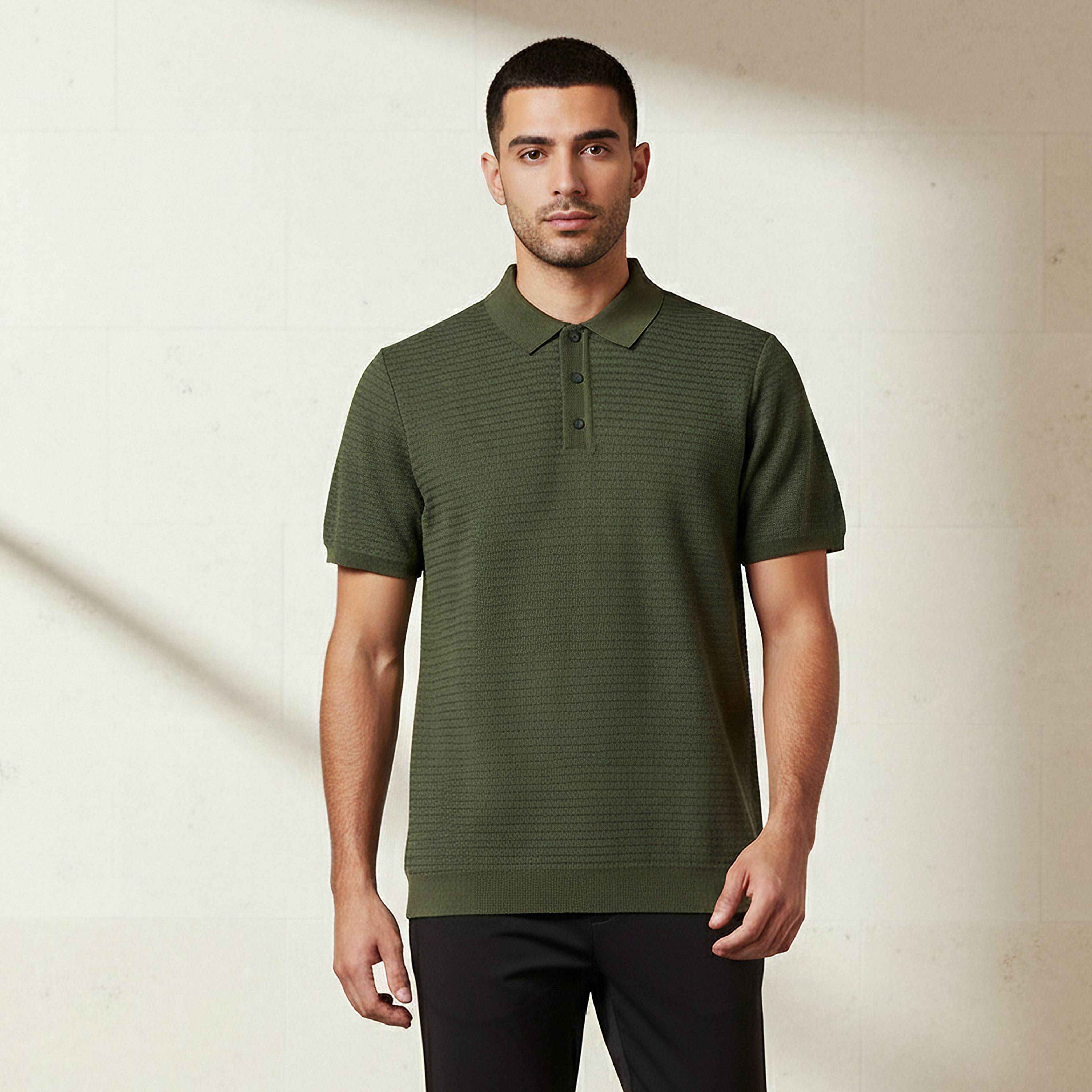 Men Short Sleeve Textured Polo T-shirt-men-clothing-tshirtsandpolos-polos-image-1